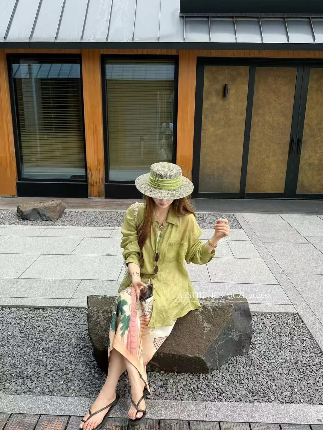 프린트 반신 스커트 2026 여성 품격 캐주얼 바람 레트로 작은 대중 한 마디 타이트 스커트 셔츠 투피스 세트 상세 이미지 7