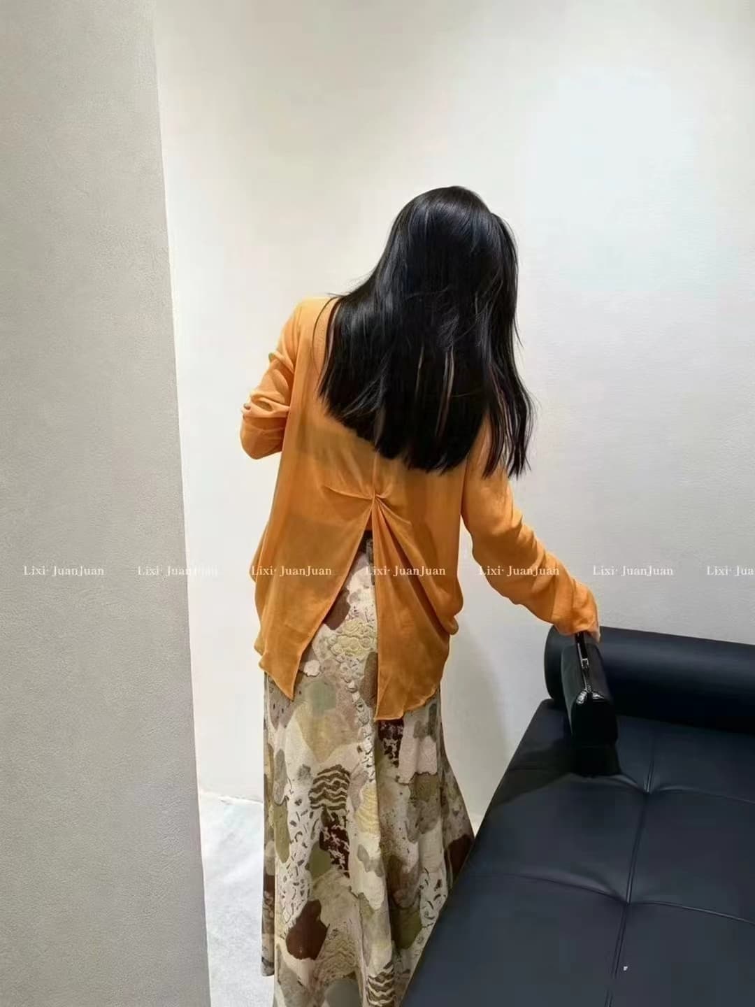 프랑스식 품격 유화 바람 하이웨이스트 꽃무늬 한 마디 반신 스커트 여성 여름 한국 스타일 자외선 차단 니트 스웨터 투피스 세트 이미지 2