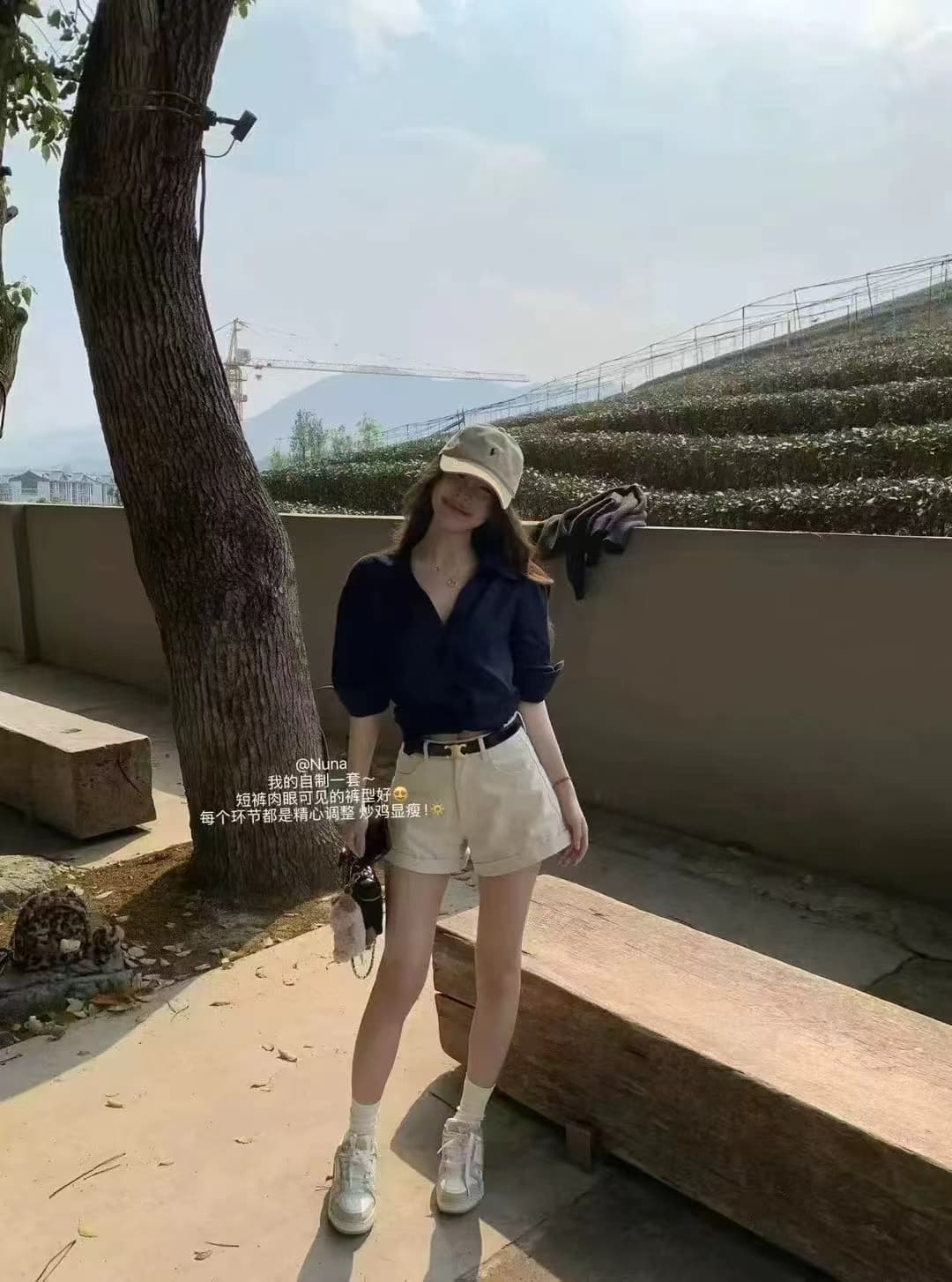 한 부서 미니멀리즘 다용도 폴로 칼라 셔츠 루즈핏 캐주얼 맨위 느긋한 품격 반바지 투피스 세트 이미지 4