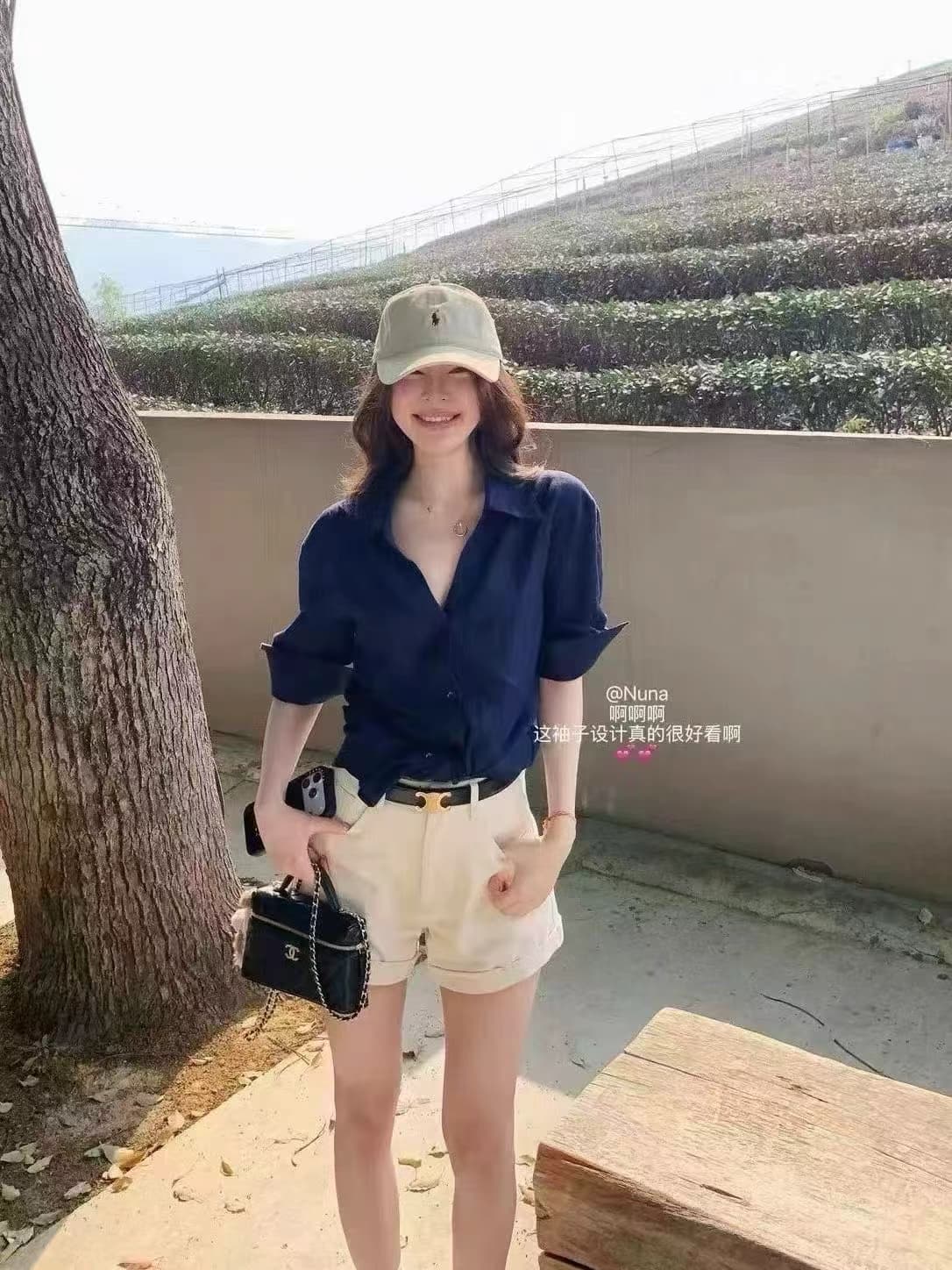 한 부서 미니멀리즘 다용도 폴로 칼라 셔츠 루즈핏 캐주얼 맨위 느긋한 품격 반바지 투피스 세트 상세 이미지 9