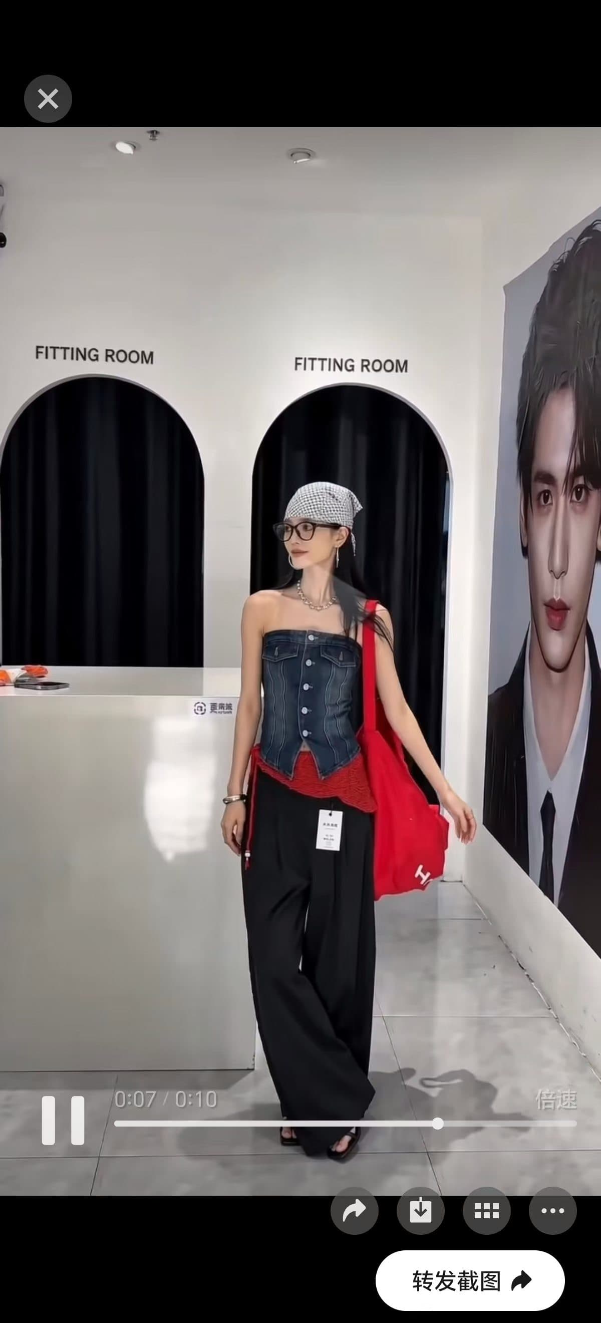 레트로 디자인 센스 아메리칸 핫걸 데님 튜브탑 조끼 여성 슬림해 보이는 포장 가슴 맨위 캐주얼 바지 투피스 세트 상세 이미지 6