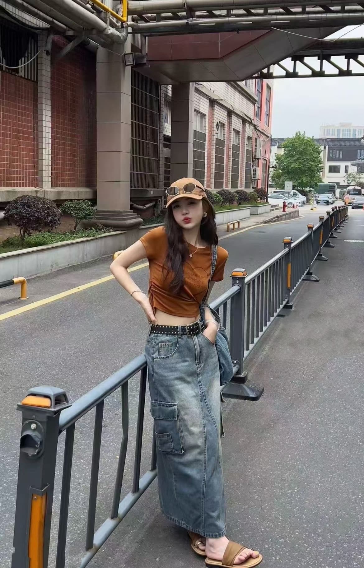 새로운 하트 알파벳 프린트 라운드 넥 루즈핏 쇼트 스타일 맨위 하이웨이스트 캐주얼 워크웨어 치마 벨트 3 세트 상세 이미지 4