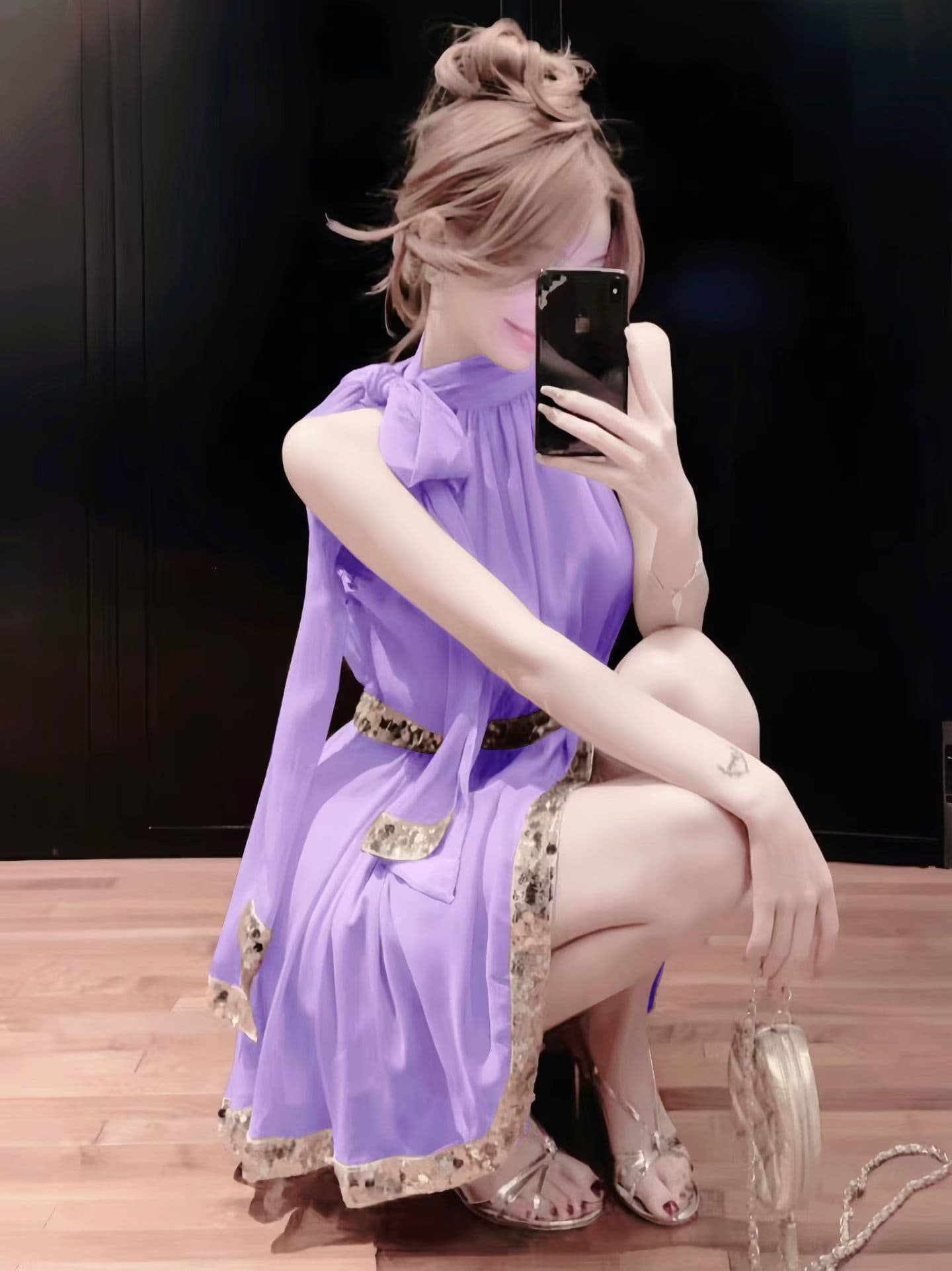 부드러운 행침 목 레이스업 민소매 쉬폰 여성 드레스 여름 스팽글 테두리 장식 허리 수축 슬림해 보이는 품격 요정 미니 스커트 이미지 2