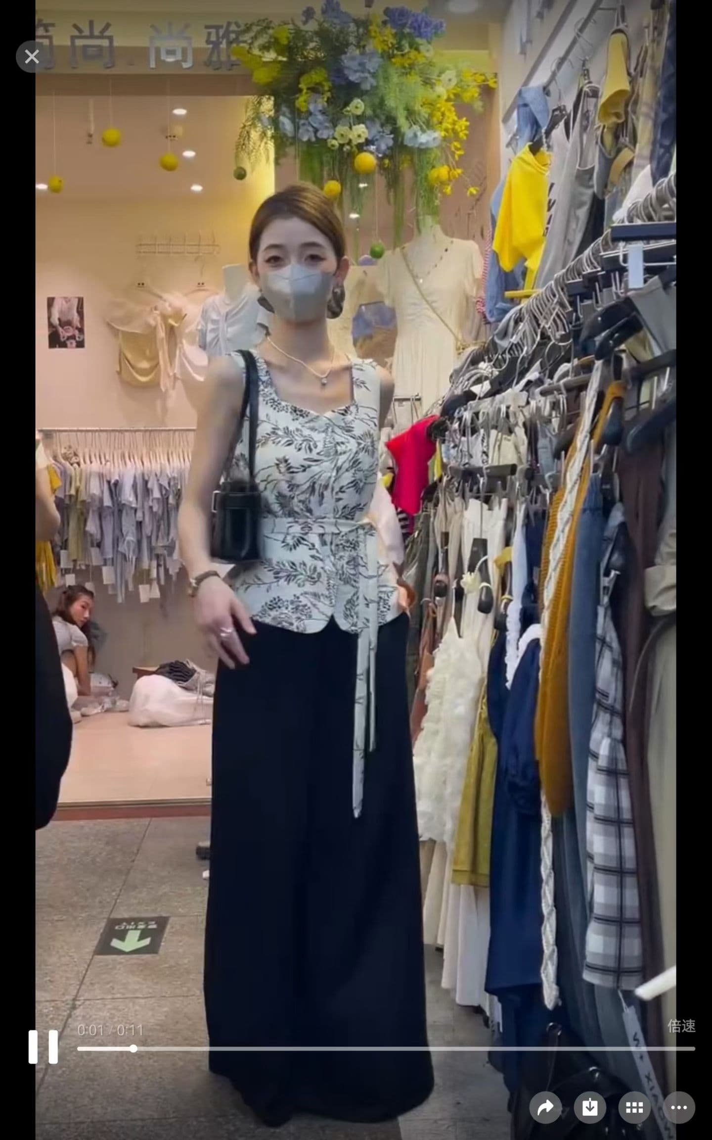 품격 경력 세트 26 여름 신제품 수묵화 프린트 민소매 레이스업 베스트 스트레이트 팬츠 여성 트렌디 상세 이미지 1