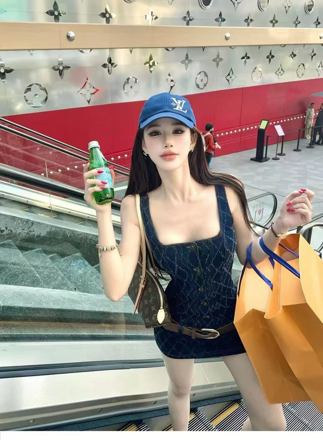 데님 슬립 여성 드레스 2026 여름 새로운 핫걸 조끼 스커트 타이트 스커트 치마 이미지 2