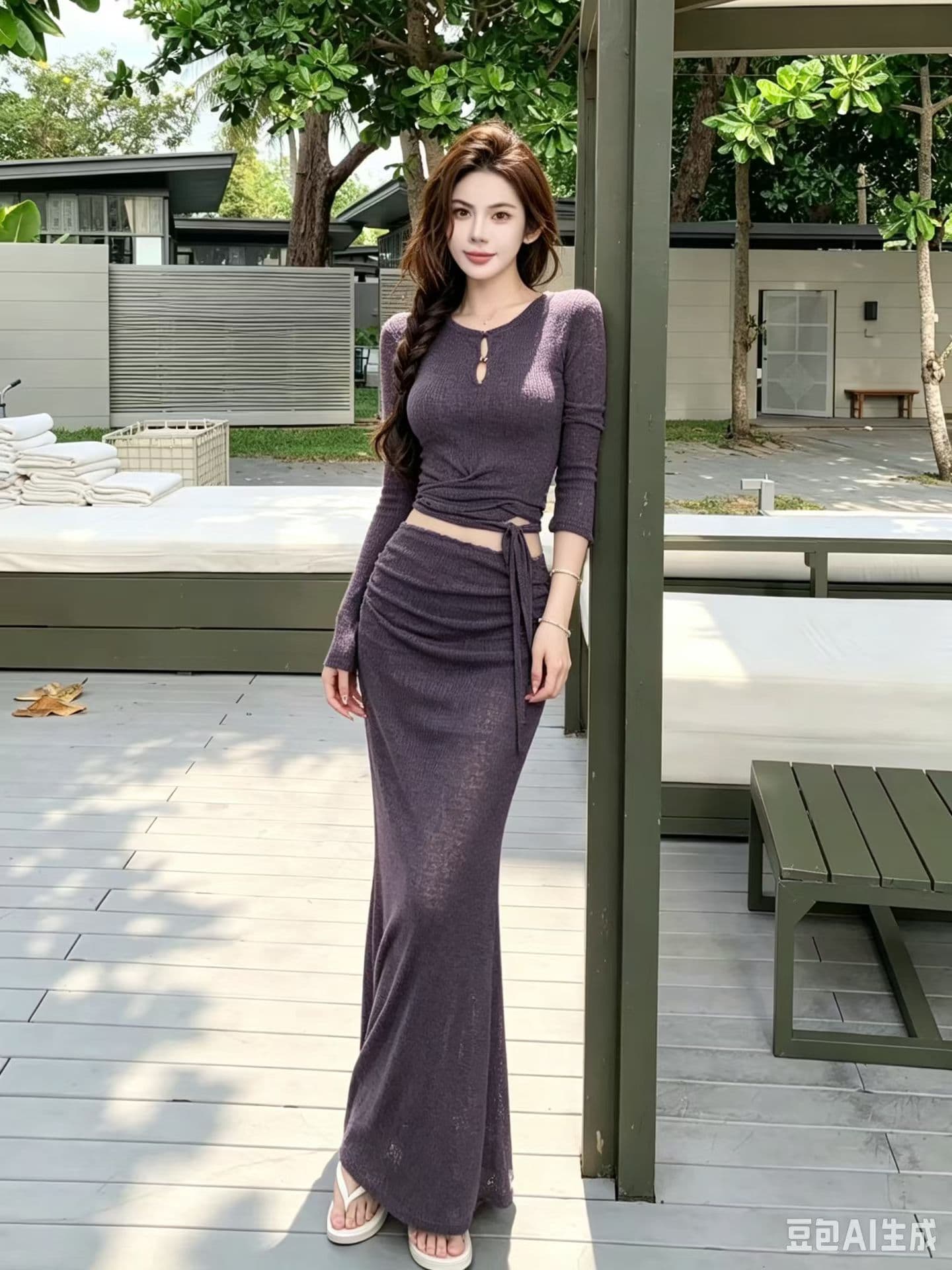 2026 새로운 순수한 욕망 핫걸 바람 세트 여성 가을 니트 치마 세트 여성 상세 이미지 10