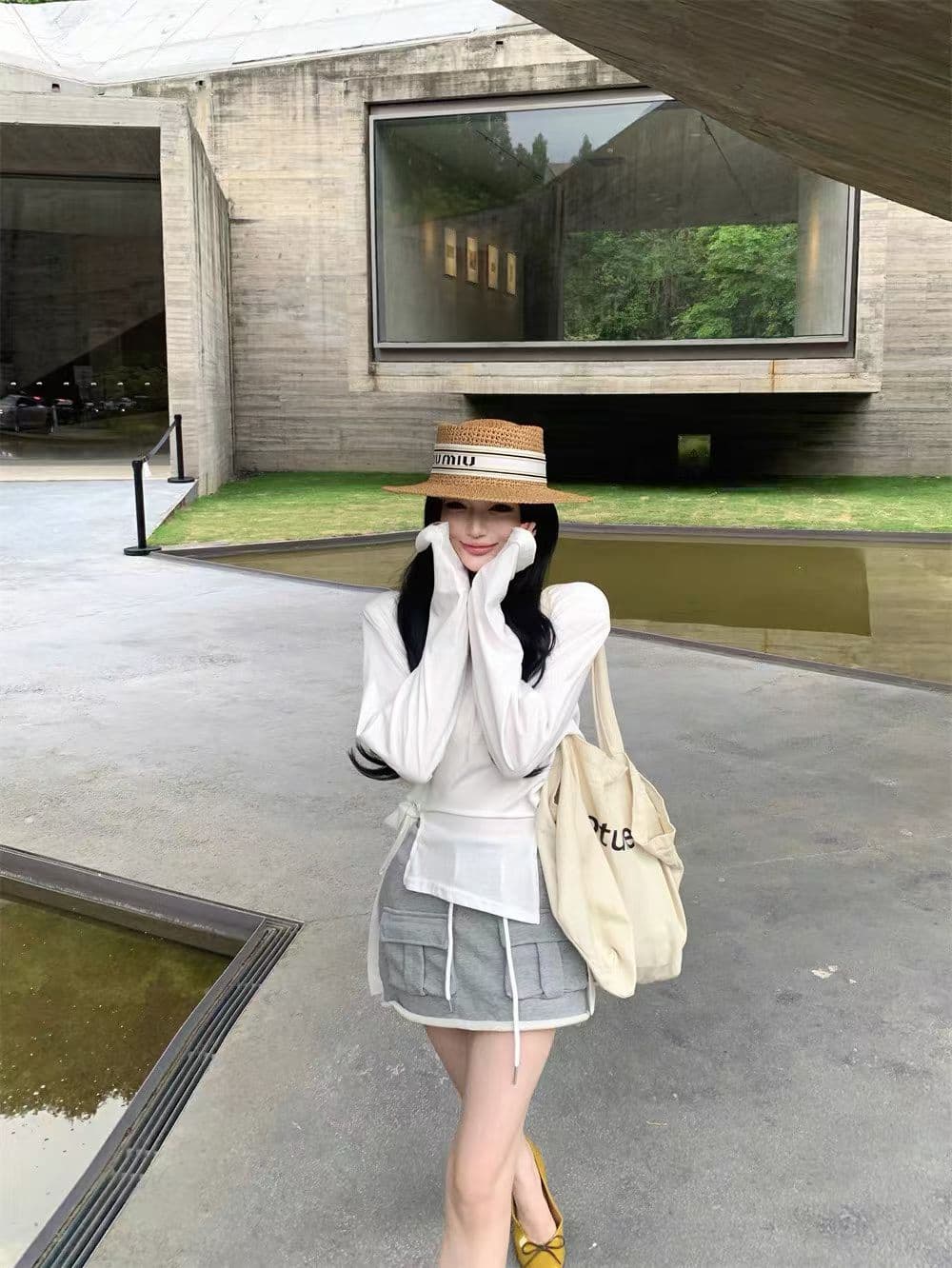 자이언트 잘 생긴 ~ 중 투피스 세트 가을 의상 한 스타일 휴가 바람 세트 여성 자외선 차단 오픈 가디건 슬립 맨위 망사 반신 스커트 상세 이미지 1
