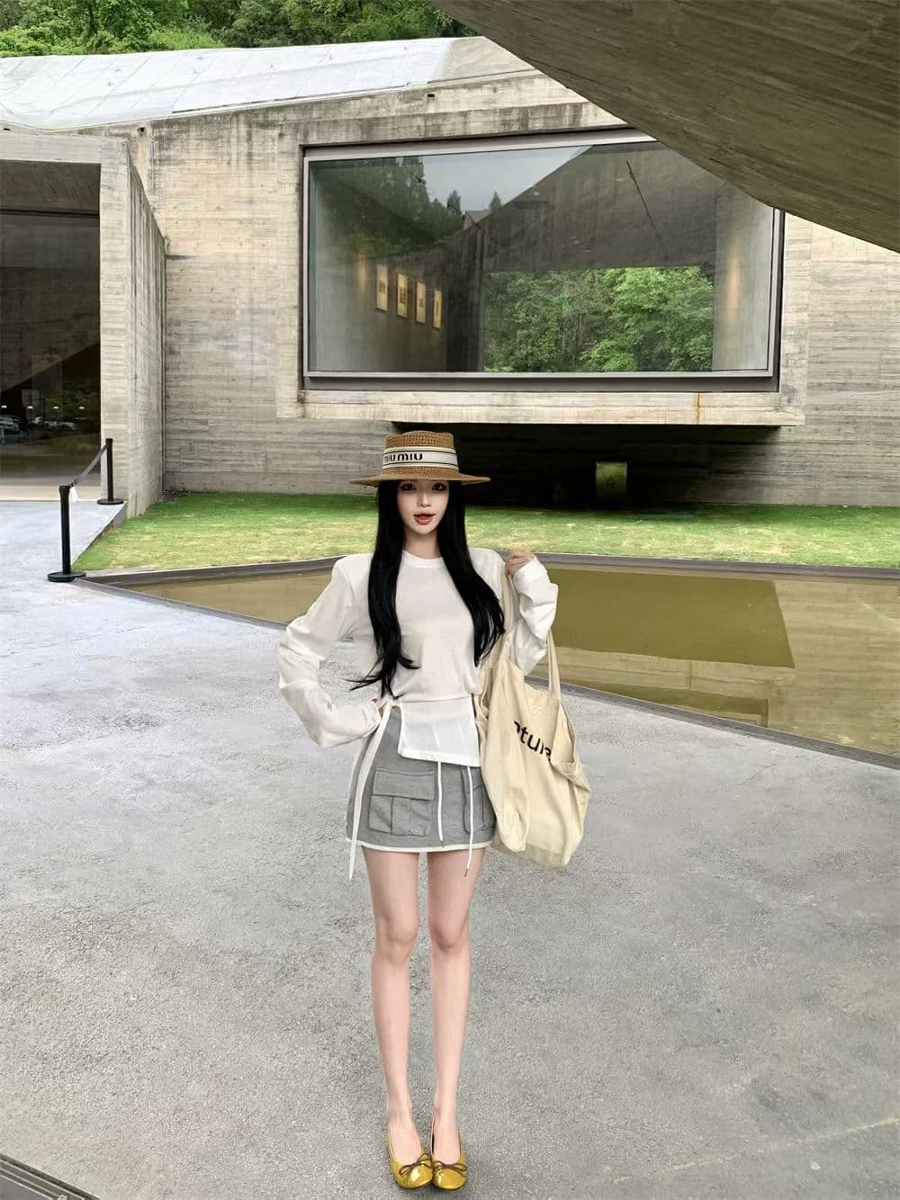 자이언트 잘 생긴 ~ 중 투피스 세트 가을 의상 한 스타일 휴가 바람 세트 여성 자외선 차단 오픈 가디건 슬립 맨위 망사 반신 스커트 상세 이미지 3