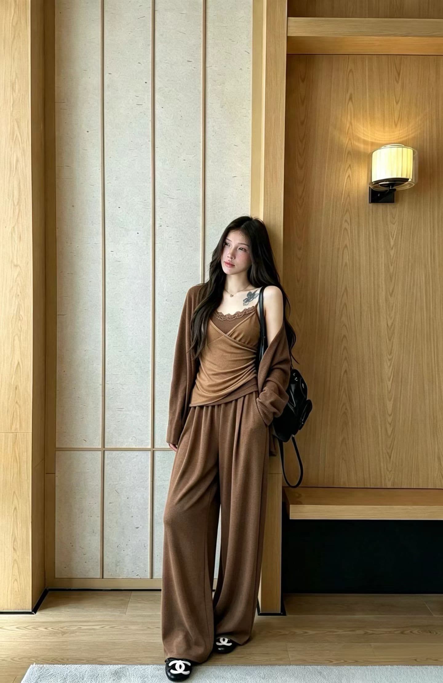 한 부서 부드러운 찹쌀 자외선 차단 니트 오픈 가디건 달콤함 디자인 레이스 조각 슬립 점프 슈트 치마 세트