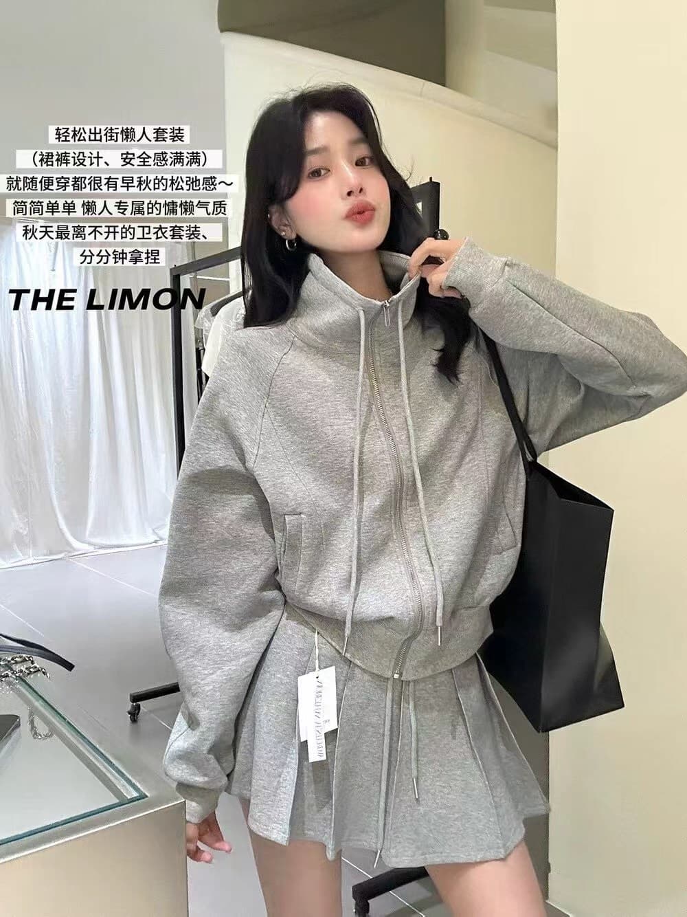 2026 후드 지퍼 후드티 재킷 플러스 펌프 로프 한 마디 반신 스커트 투피스 세트 이미지 4