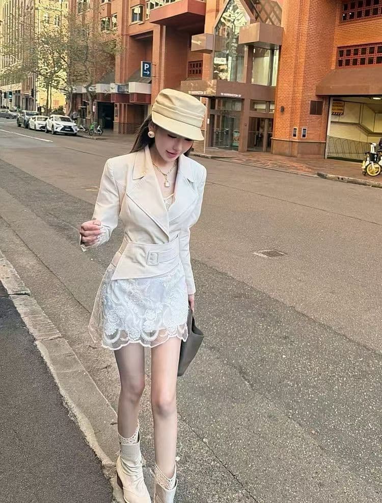 빅 칼라 바람막이 여성 가을 몸매 가꾸기 허리 수축 슬림해 보이는 작은 대중 품격 쇼트 스타일 재킷 이미지 4