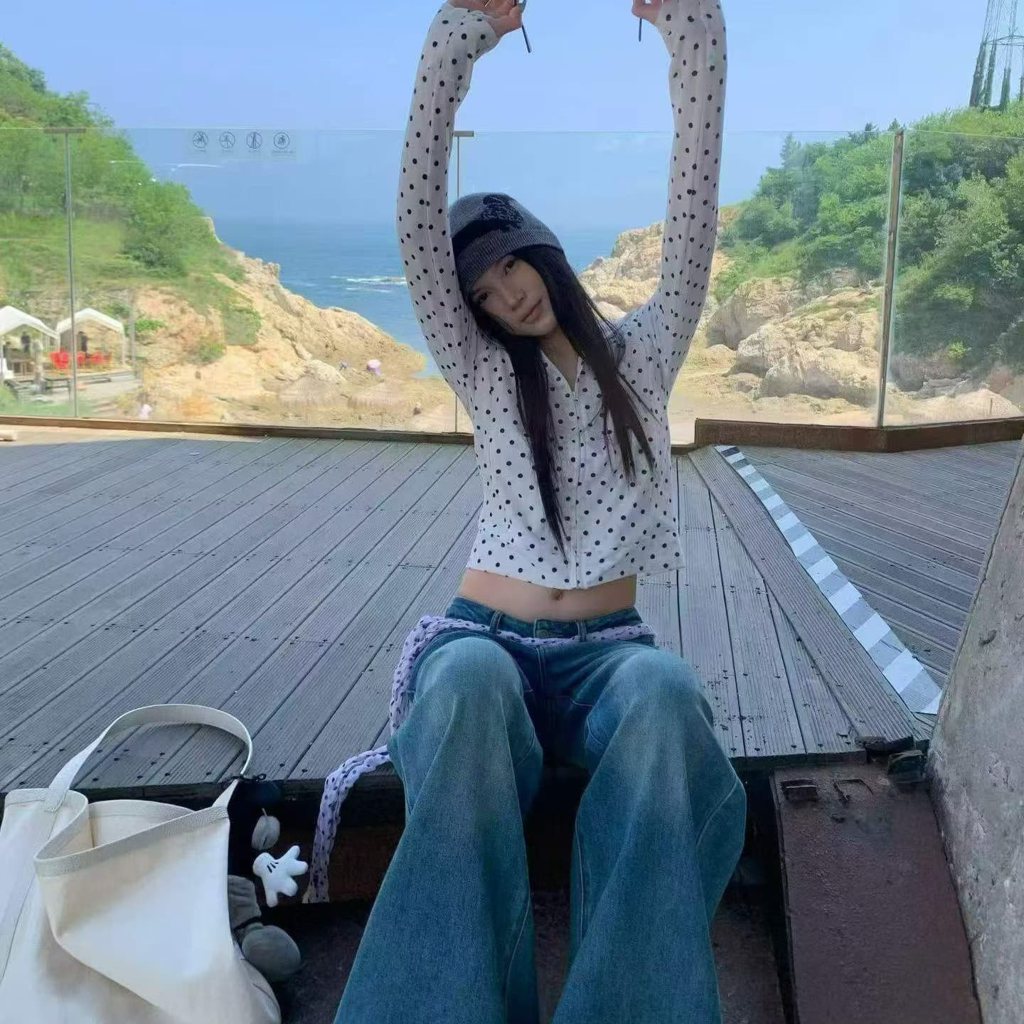 다용도 프린트 도트 무늬 후드 슬림해 보이는 모자 셔츠 자외선 차단 맨위 긴팔 티셔츠 이미지 5