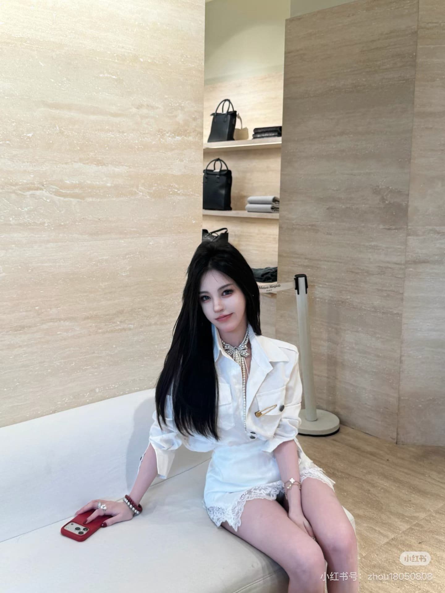 프랑스식 작은 샤넬 스타일 빛 럭셔리 명문 여성 분위기 센스 레이스 미니 스커트 여성 2026 가을 미니멀리즘 반신 스커트 투피스 세트 이미지 2