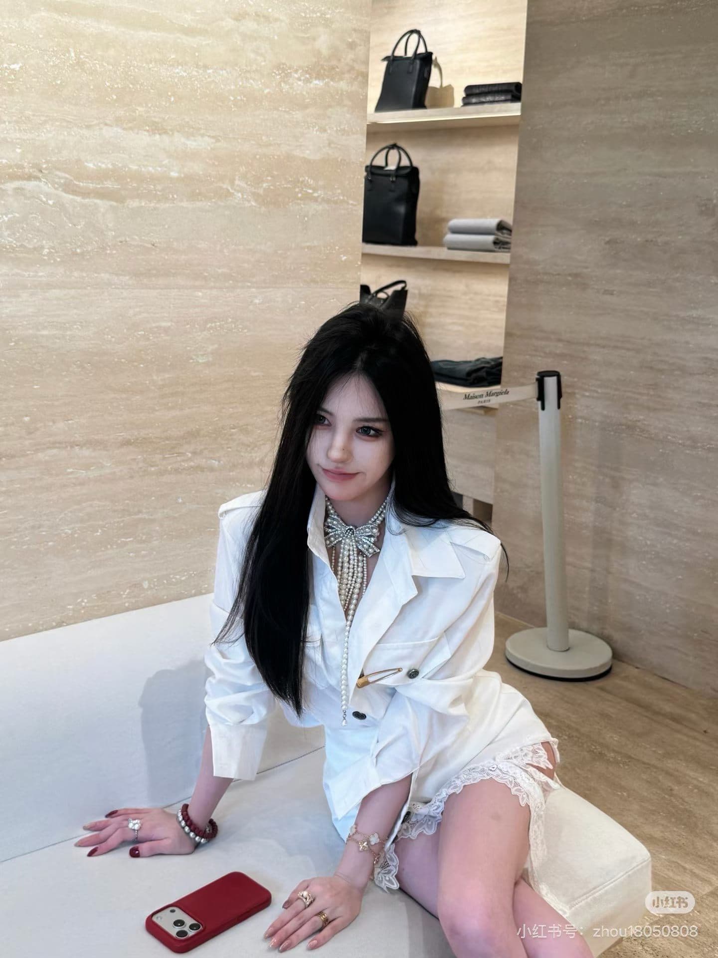 프랑스식 작은 샤넬 스타일 빛 럭셔리 명문 여성 분위기 센스 레이스 미니 스커트 여성 2026 가을 미니멀리즘 반신 스커트 투피스 세트 이미지 4
