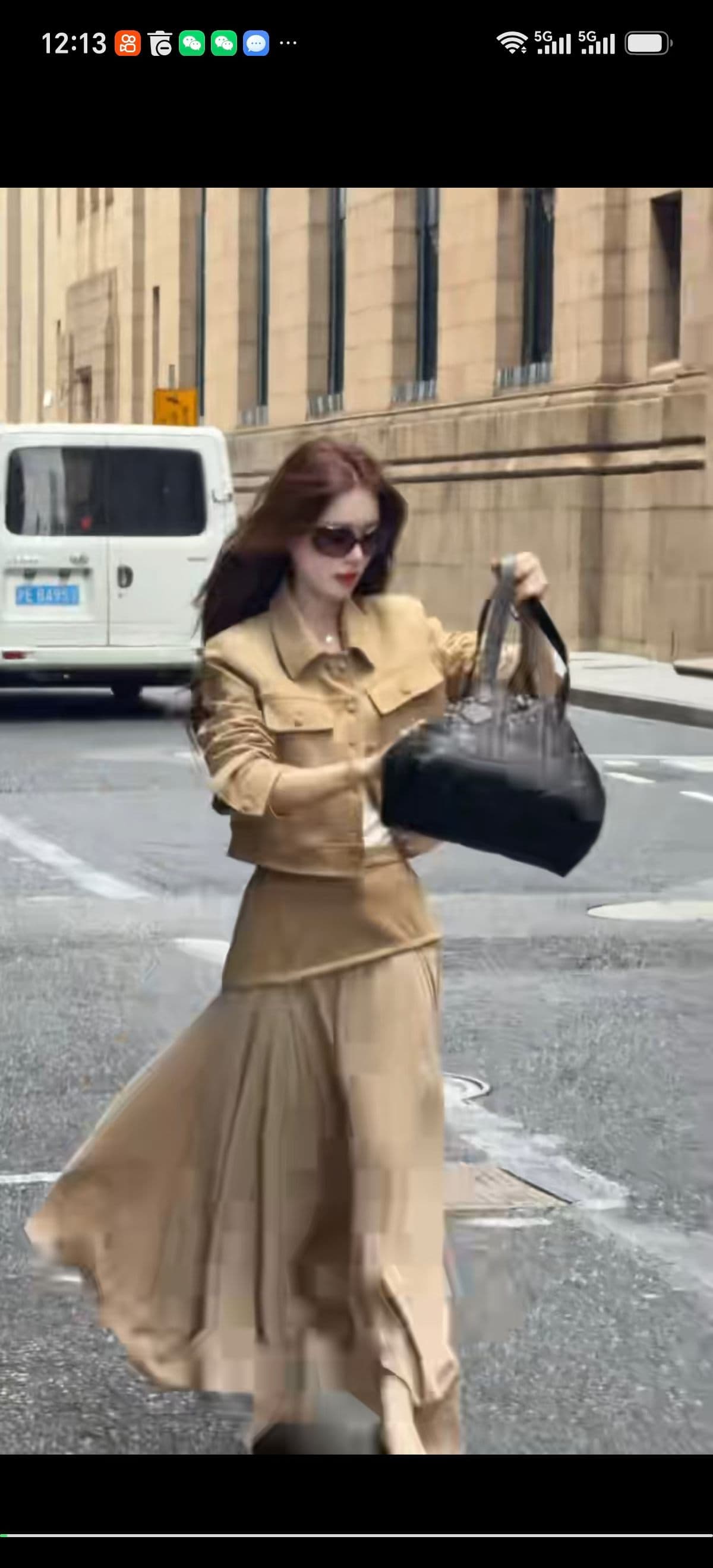 아름다움 라드. 폴로 칼라 워크웨어 짧은 외투 세트 여성 고급 센스 도루 센스 불규칙 큰 진자 롱 스커트 이른 가을 투피스 세트 상세 이미지 1