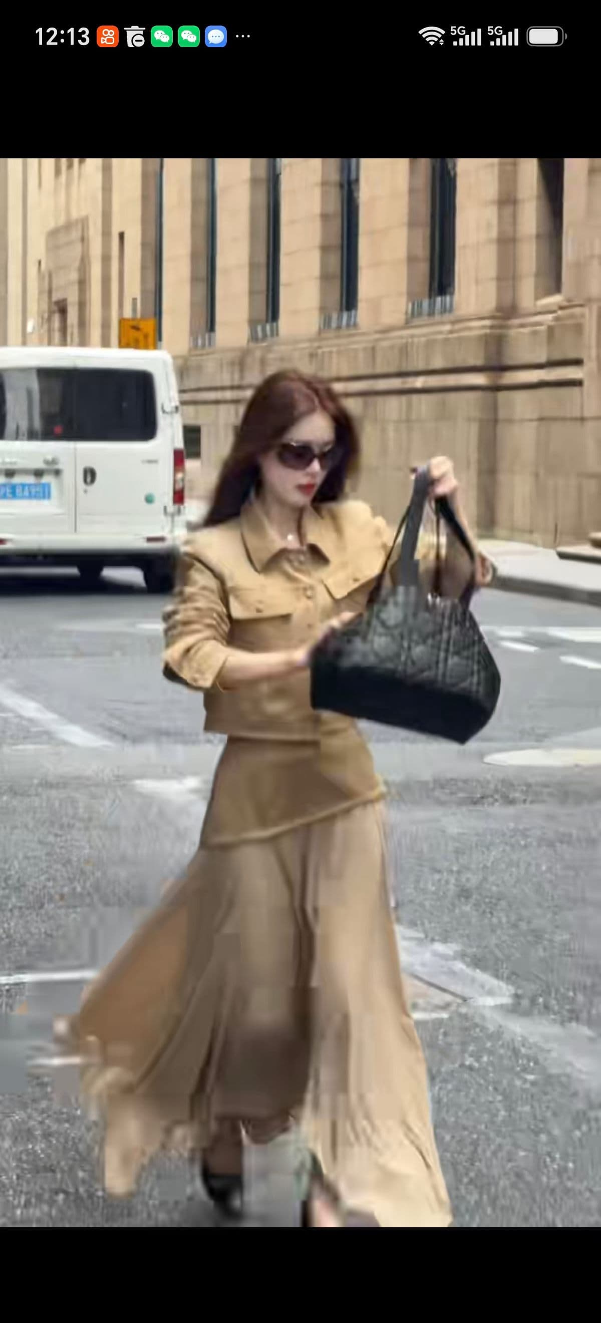 아름다움 라드. 폴로 칼라 워크웨어 짧은 외투 세트 여성 고급 센스 도루 센스 불규칙 큰 진자 롱 스커트 이른 가을 투피스 세트 상세 이미지 6