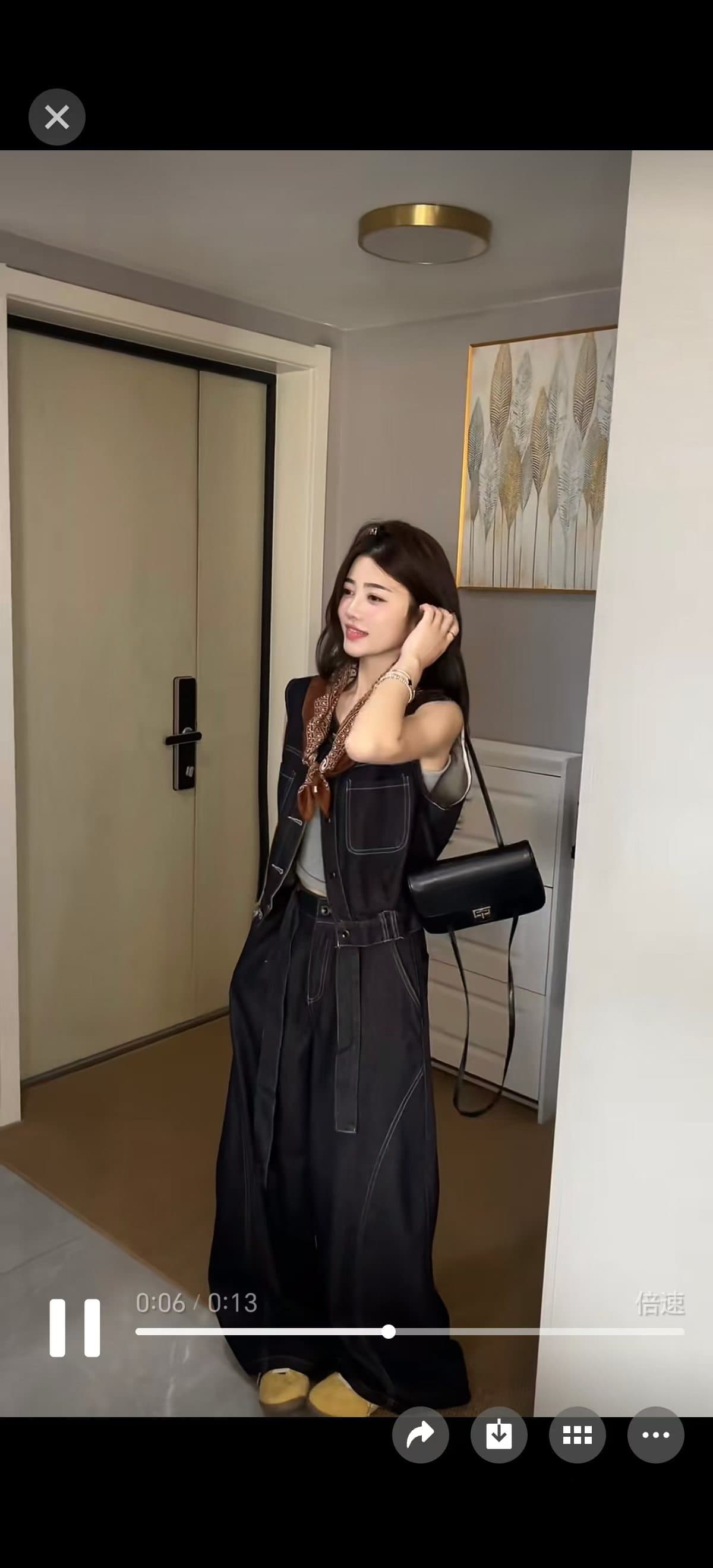 캐주얼 패션 느슨함 센스 관대 한 점잖은 착용 가져 가라. V넥 민소매 조끼 베스트 맨위 와이드 레그 팬츠 어린이 세트 상세 이미지 5