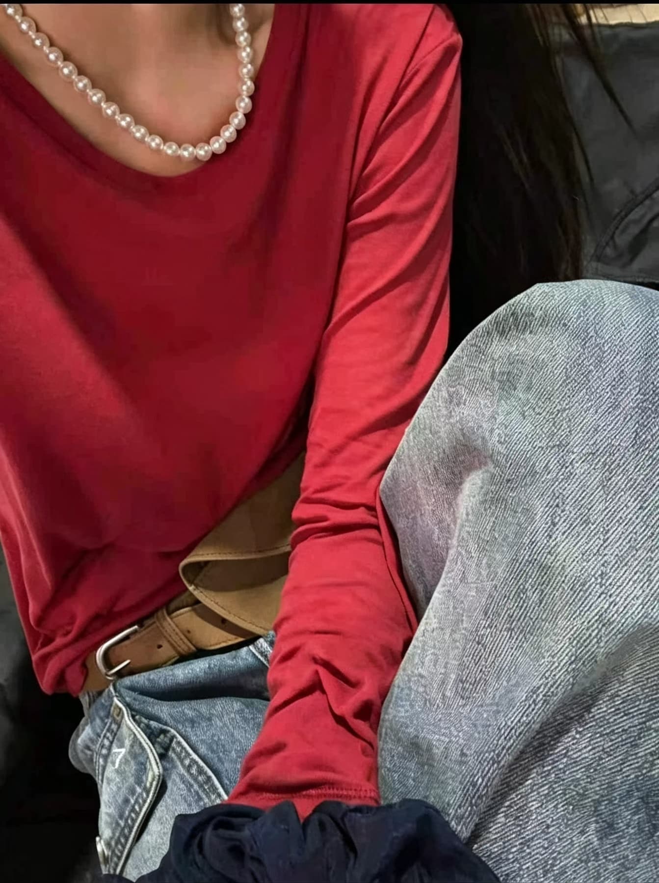 긴팔 티셔츠 여성 가을 새로운 다용도 루즈핏 긍정적 인 어깨 슬림해 보이는 인사이드 가져 가라. 기본 셔츠 맨위 이미지 4