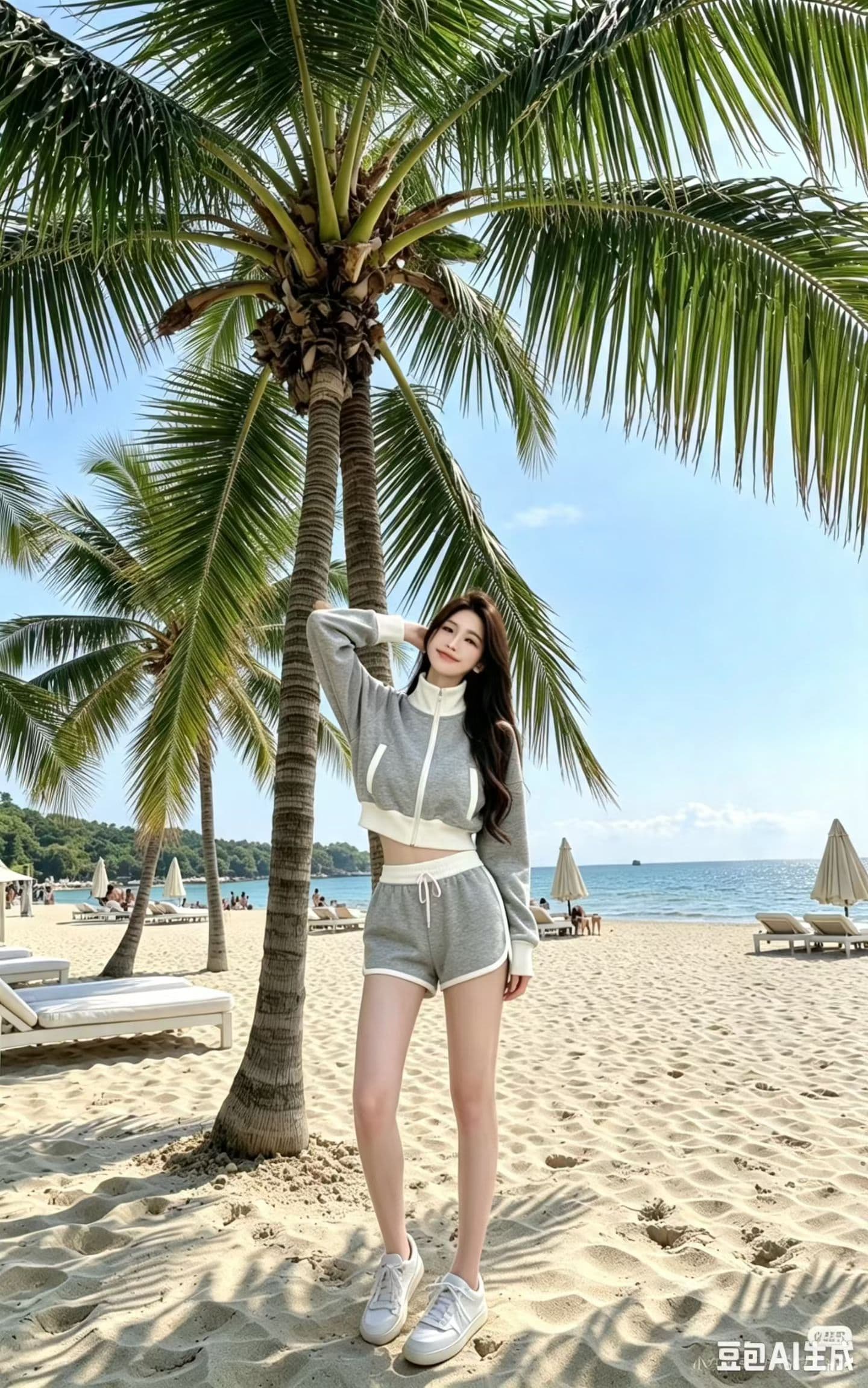 아메리칸 레트로 회색 후드티 스탠드 칼라 재킷 반바지 투피스 세트 루즈핏 슬림해 보이는 캐주얼 스포츠 슈트 상세 이미지 8