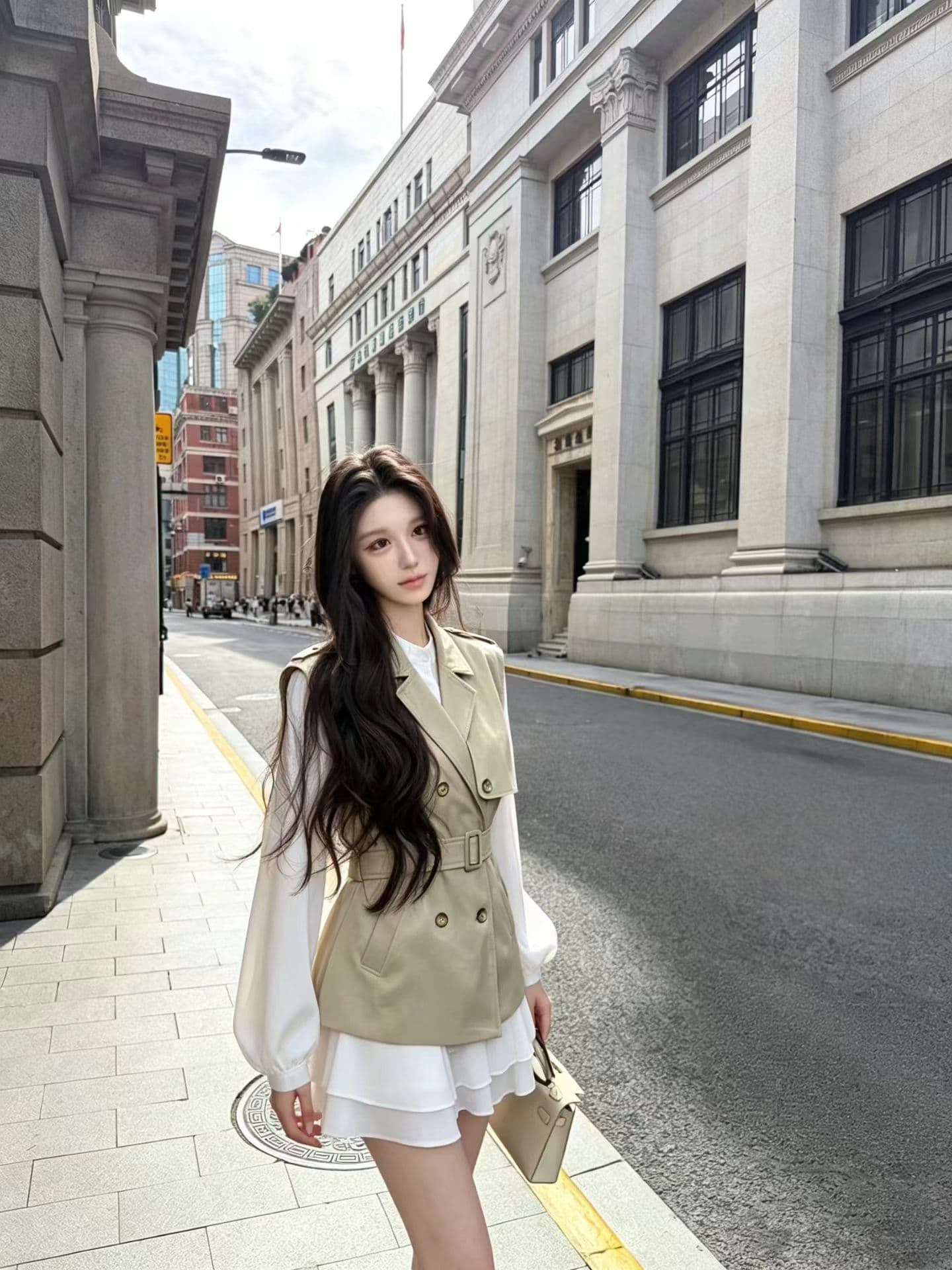 품격 여신 핫걸 바람막이 베스트 쉬폰 원피스 치마 세트 상세 이미지 2