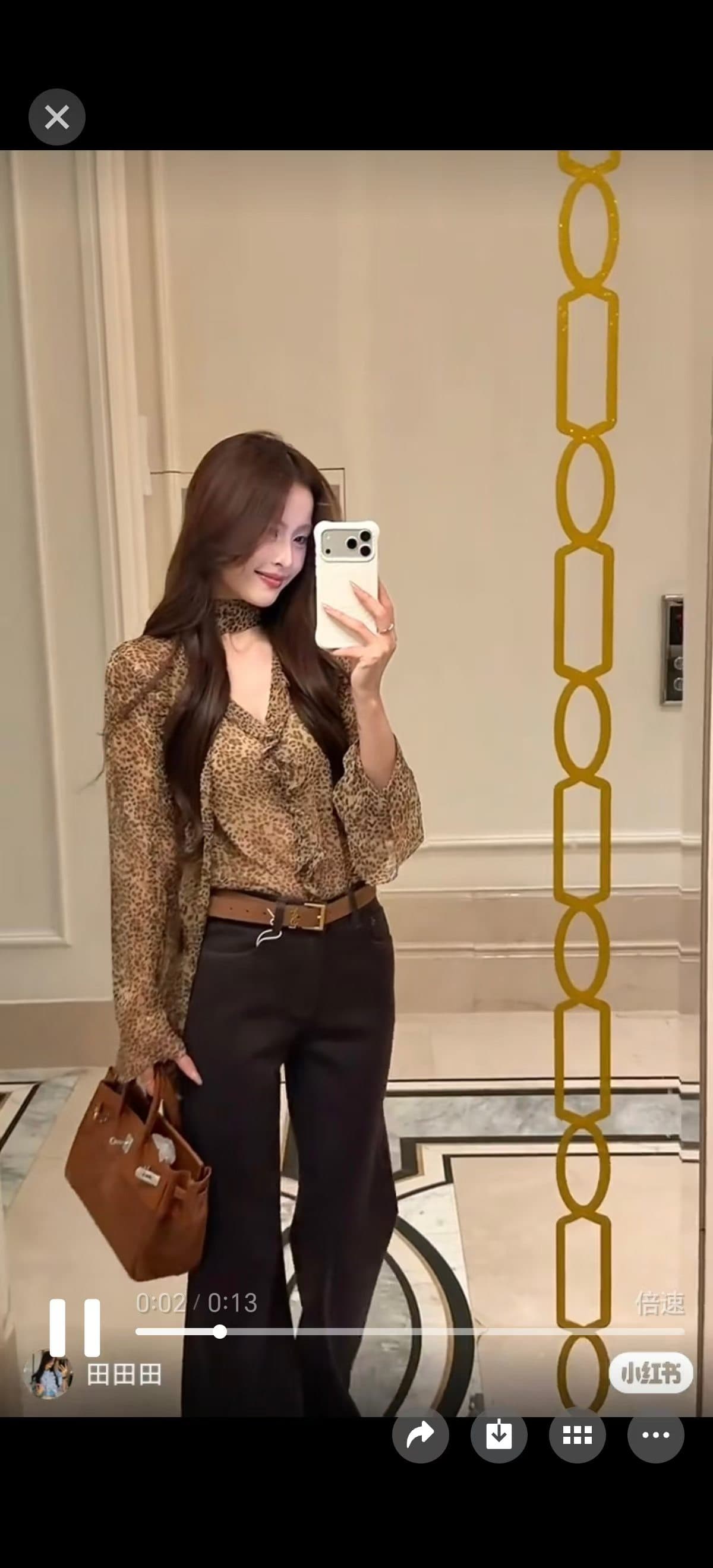 레트로 레오파드 무늬 리본 여성 셔츠 이른 가을 새로운 셔츠 다용도 슬림해 보이는 맨위 캐주얼 바지 투피스 세트 이미지 2