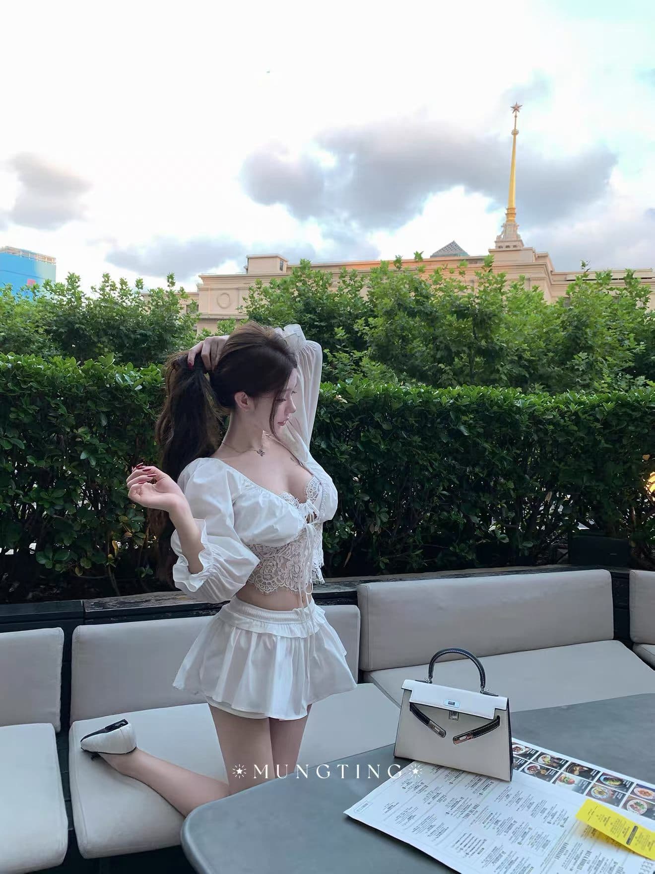 2026 순수한 욕망 레이스 요소 하나 중첩 블라우스 슬립 반 스커트 세트 상세 이미지 6