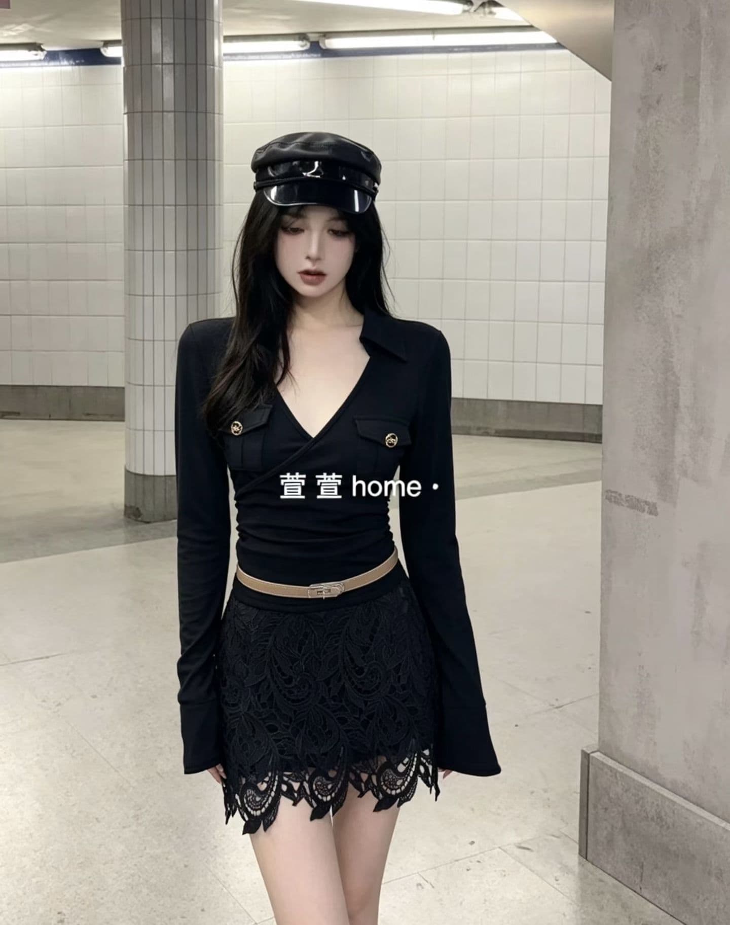 해시계 바젤 카키 워크웨어 섹션 재킷 카키 워크웨어 치마바지 세트 상세 이미지 12