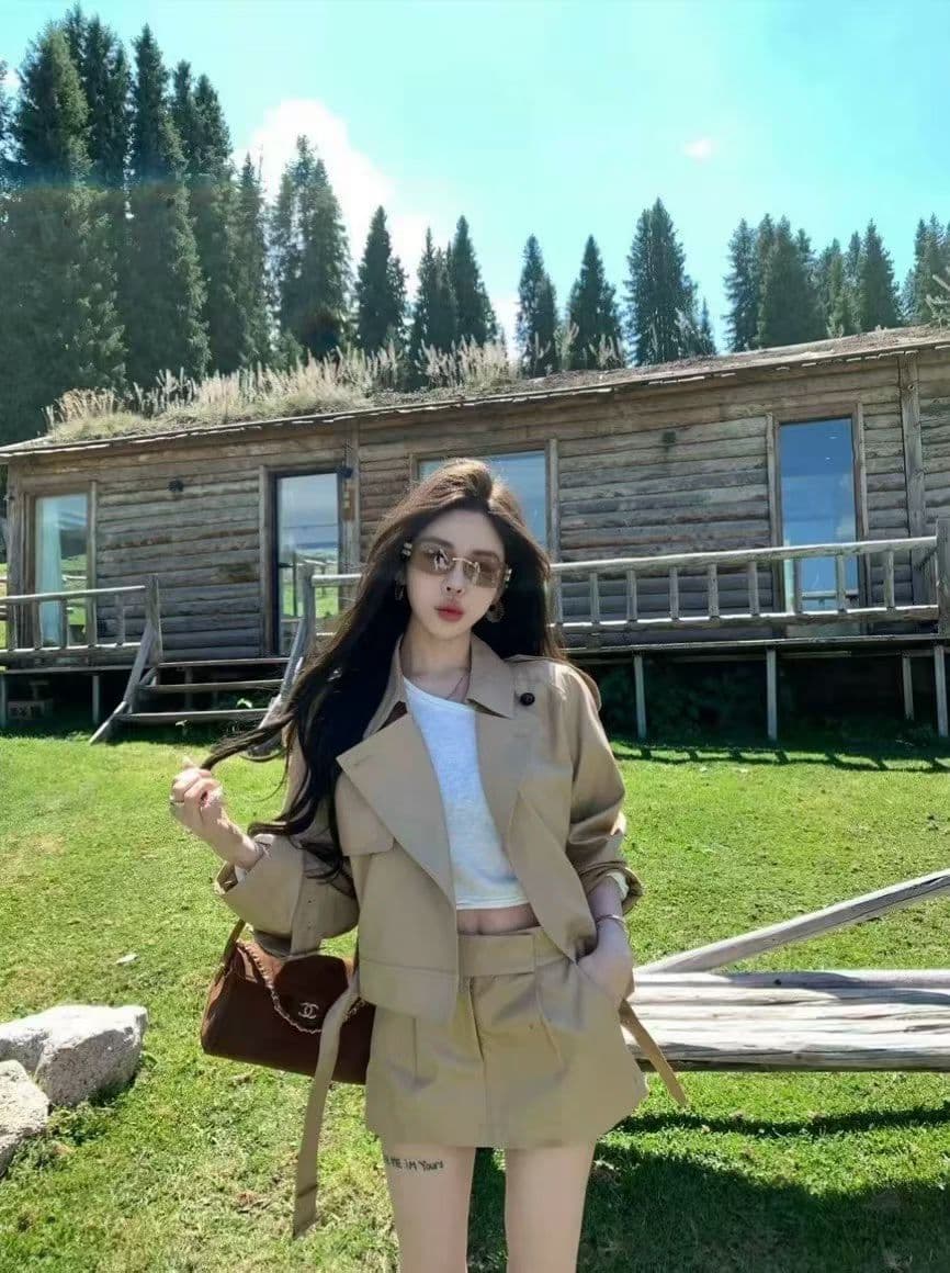 해시계 바젤 카키 워크웨어 섹션 재킷 카키 워크웨어 치마바지 세트 상세 이미지 6