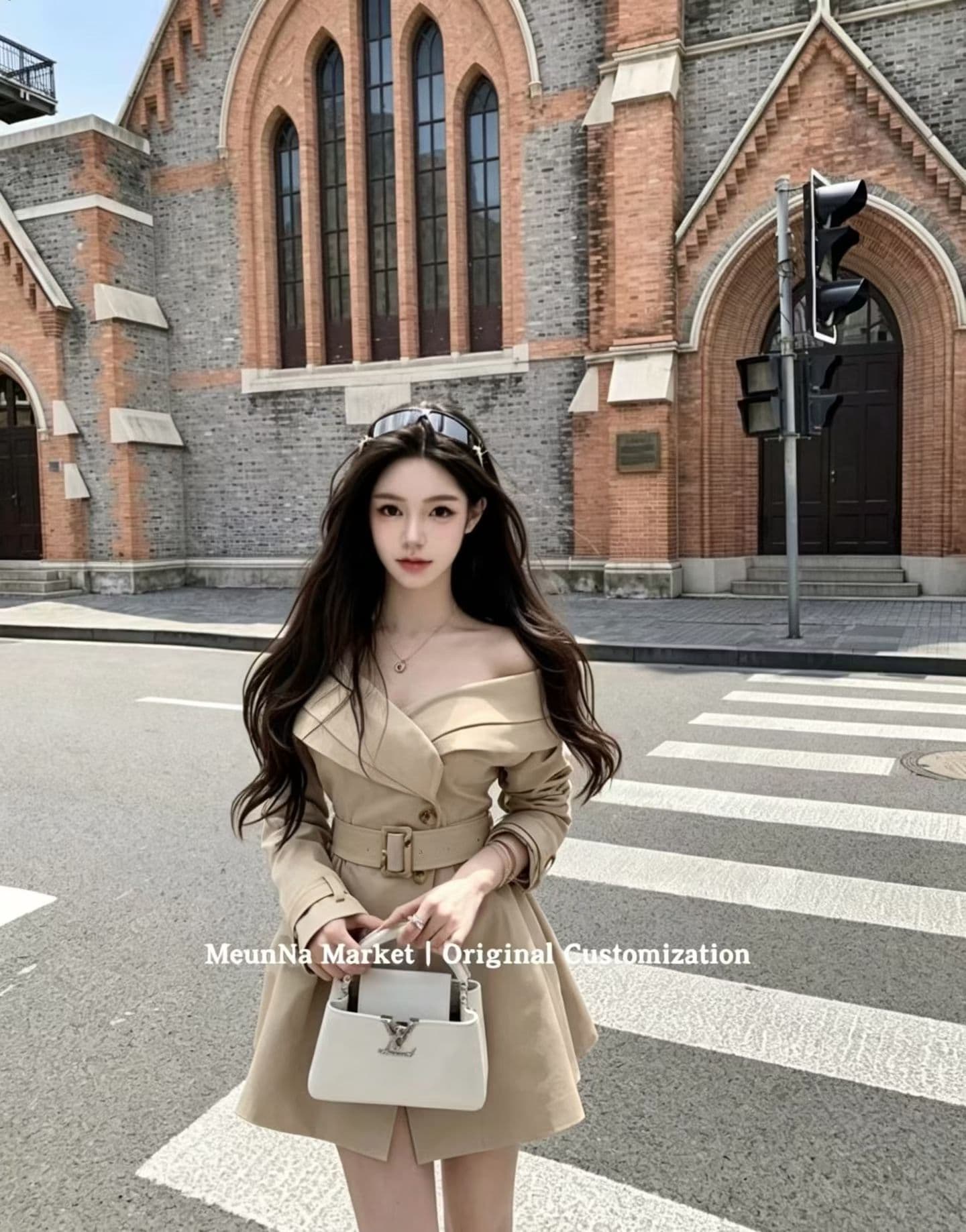 가을 품격 빅 칼라 이중 버튼 허리 수축 슬림해 보이는 바람막이 롱 코트 재킷 드레스 벨트 포함 여성