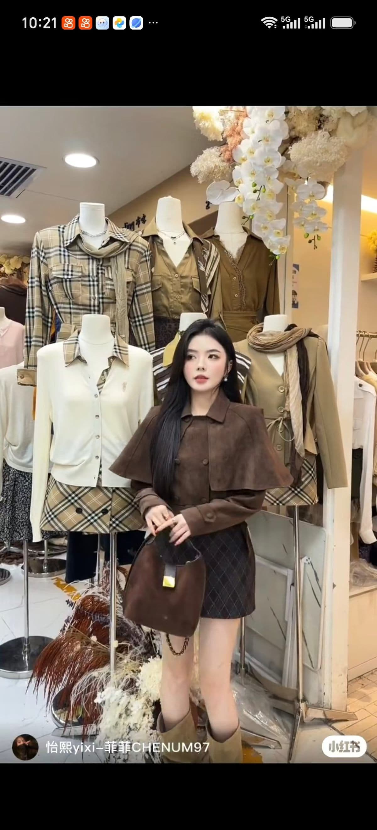 가을 켜기 새로운 이순신 희 이중 버튼 긴팔 짧은 외투 체크무늬 반신 치마 세트 벨트 포함 상세 이미지 2
