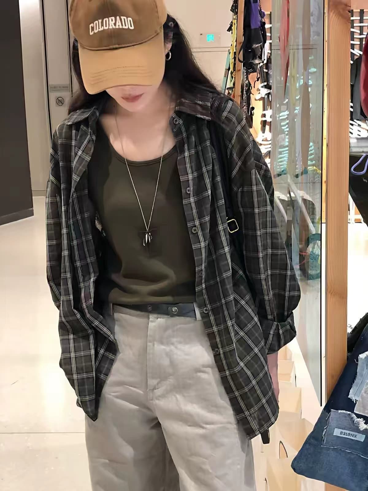 2026 이른 가을 새로운 품격 캐주얼 노스탤지어 체크무늬 셔츠 투피스 조끼 상세 이미지 5