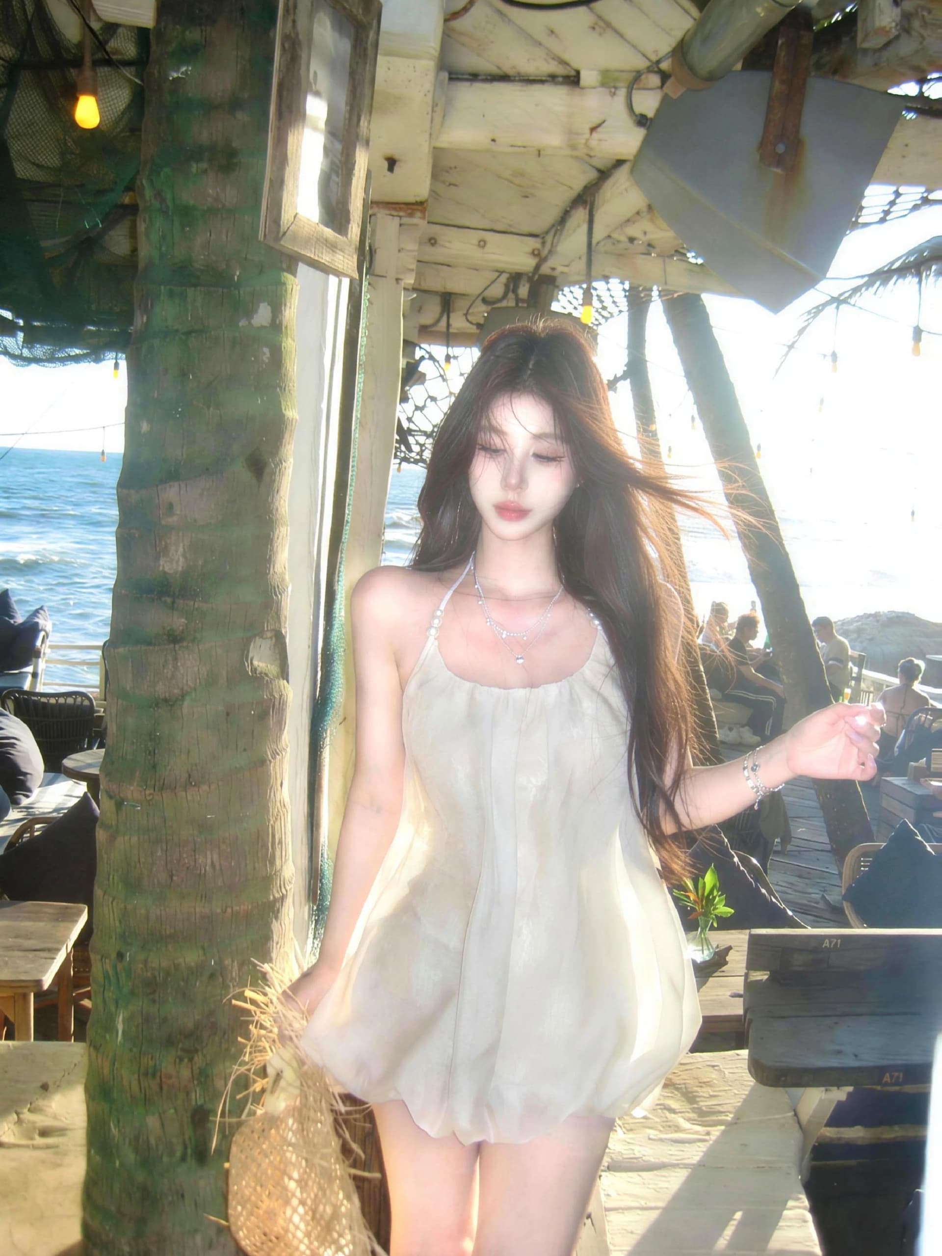 mejiu 꿀 나인 부드러운 안개 깃발 부드러운 달콤함 레이스 슬립 여성 드레스 봄 여름 유리 원사 미니 스커트 이미지 4