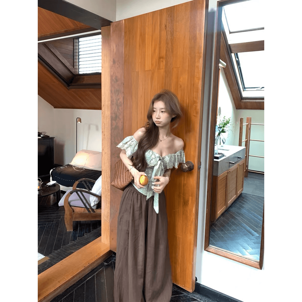 자수 생선뼈 오프숄더 맨위 이미지 5