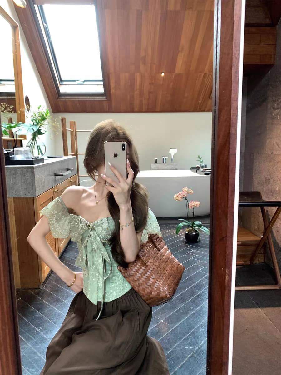 자수 생선뼈 오프숄더 맨위 이미지 2