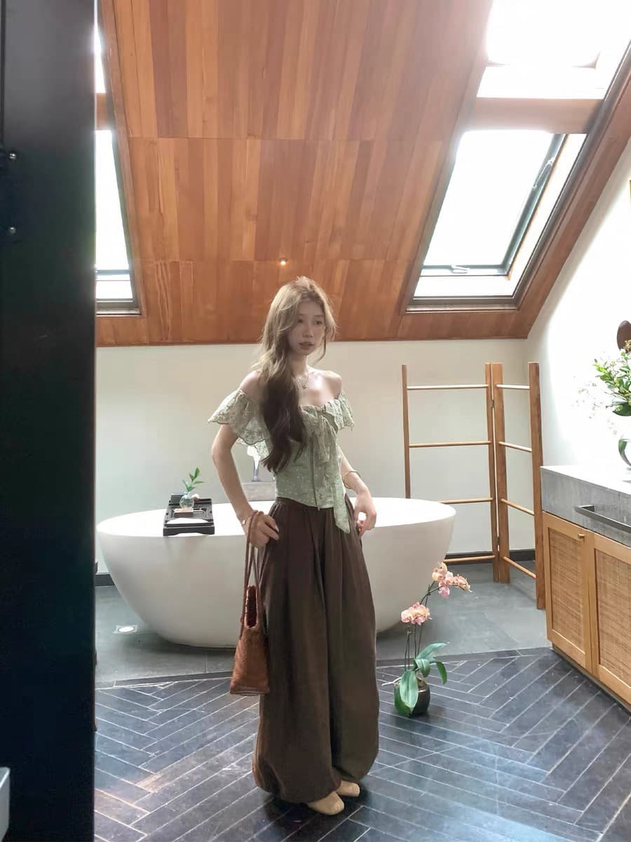 자수 생선뼈 오프숄더 맨위 이미지 3