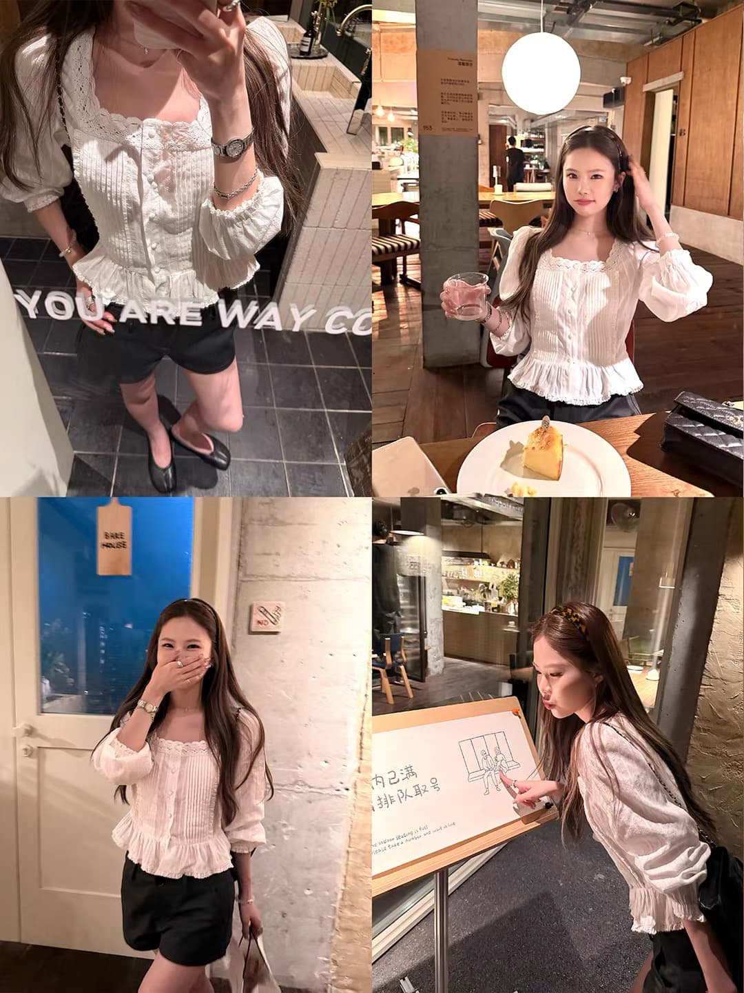 yookson 화이트 티 lace 한 여성 b 입력 늑골 피부 느낌 부드럽다 청 ~을 통해 무거운 작업 늑골 피부 느낌 여성 셔츠 이미지 2