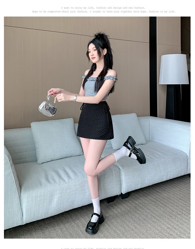 실사 정장 도트 무늬 반신 스커트 여성 소계 새로운 A라인 스커트 미니 스커트 하이웨이스트 타이트 스커트 상세 이미지 14