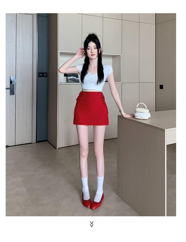 실사 정장 도트 무늬 반신 스커트 여성 소계 새로운 A라인 스커트 미니 스커트 하이웨이스트 타이트 스커트 상세 이미지 21