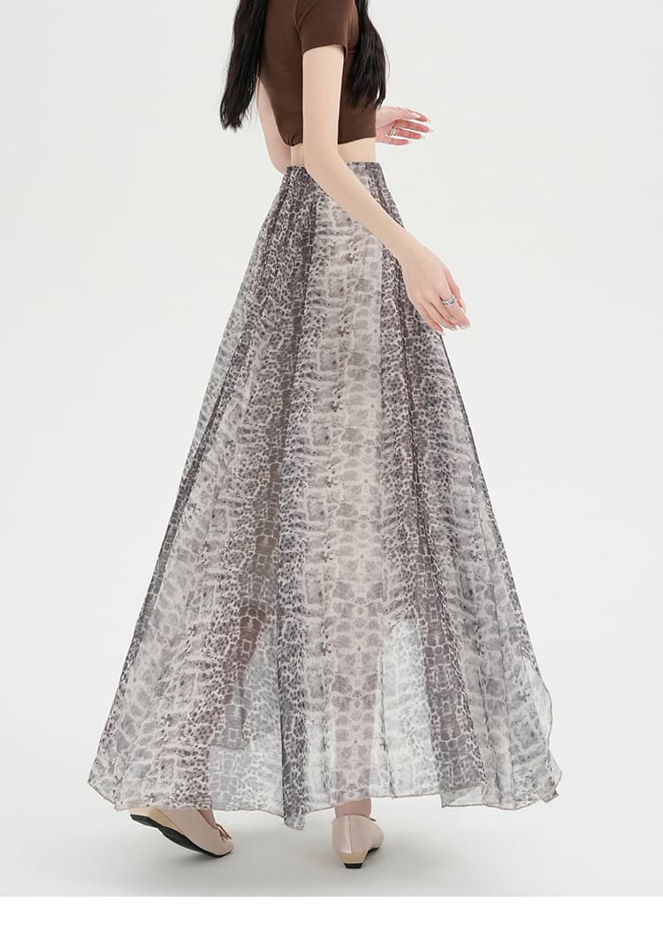 실사 회색 Tulle 비대칭 우아한 프린트 반신 스커트 2026 여름 새로운 품격 다용도 하이웨이스트 반신 스커트 상세 이미지 17