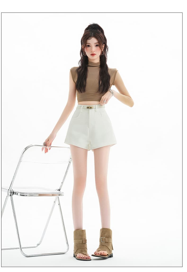 실사 검정색 정장 반바지 여성 2026 여름 새로운 폭발 하이웨이스트 작은 키 패션 외출용 한 마디 넓은 다리 상세 이미지 29