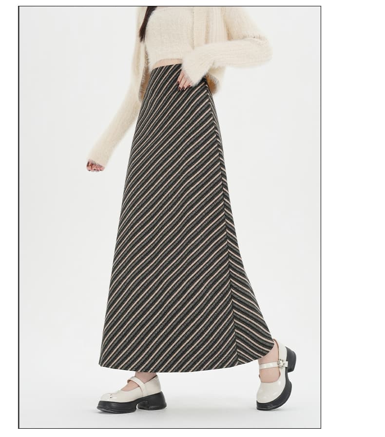 스트라이프 반신 스커트 여성 봄 가을 2026 새로운 하이웨이스트 중간 길이 한 마디 스트레이트 타이트 스커트 치마 상세 이미지 29