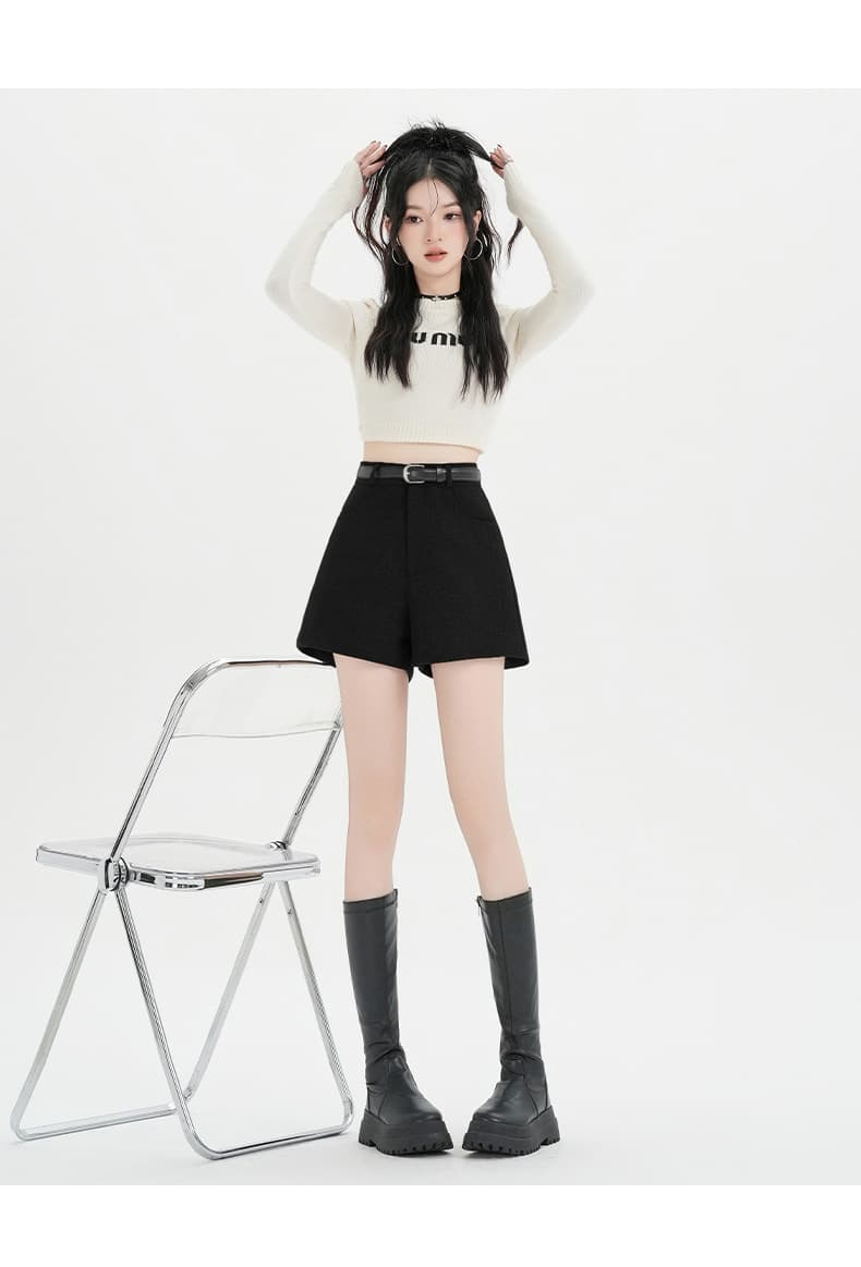 정장 모직 반바지 여성 2025 겨울 다용도 루즈핏 캐주얼 와이드 레그 팬츠 한 마디 슬림해 보이는 미니멀리즘 모직 부츠 팬츠 상세 이미지 32