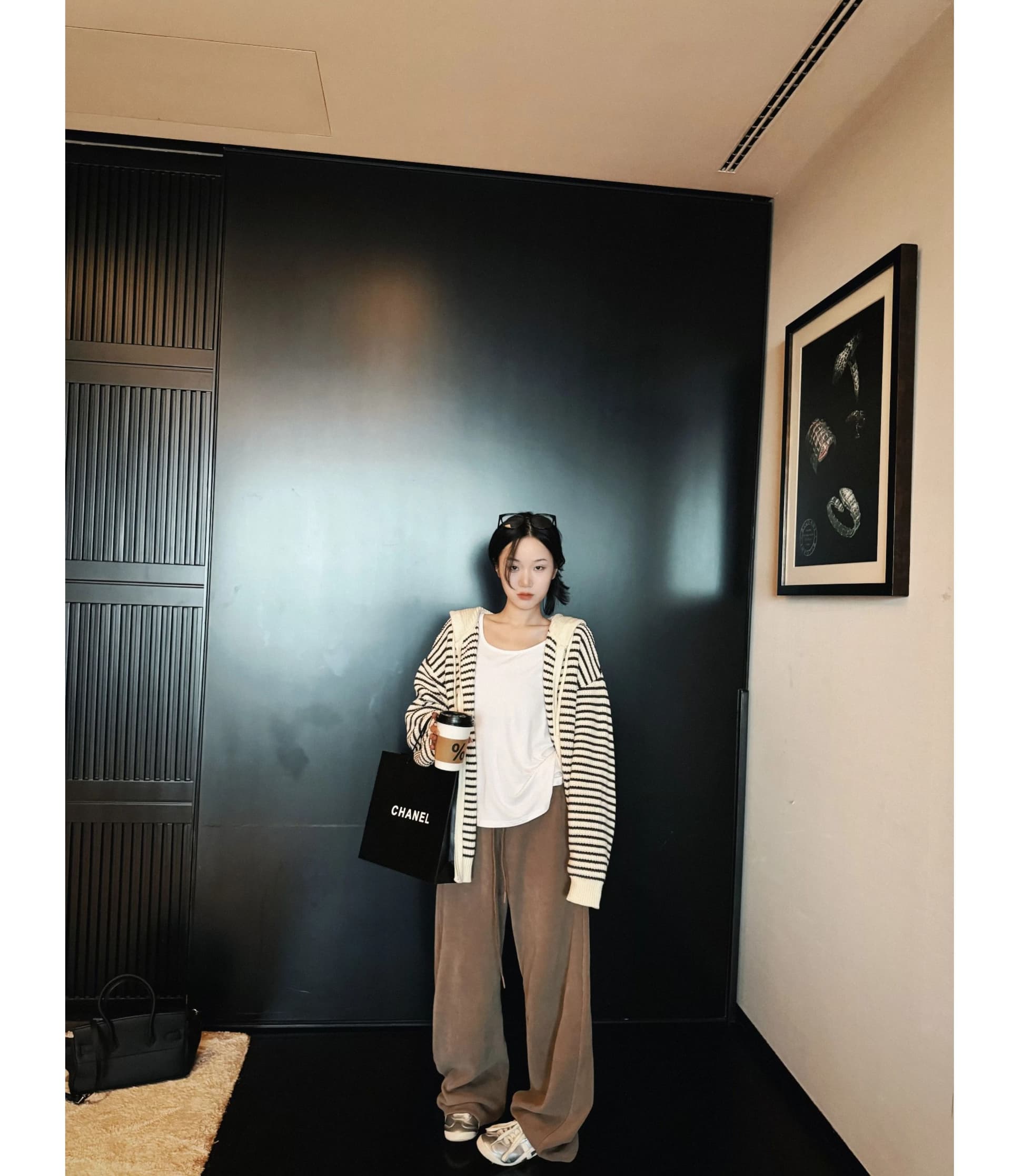 2026 가을 새로운 학원 스타일 배색 스트라이프 후드 스웨터 여성 코트 루즈핏 지퍼 니트 오픈 가디건 zz 상세 이미지 3