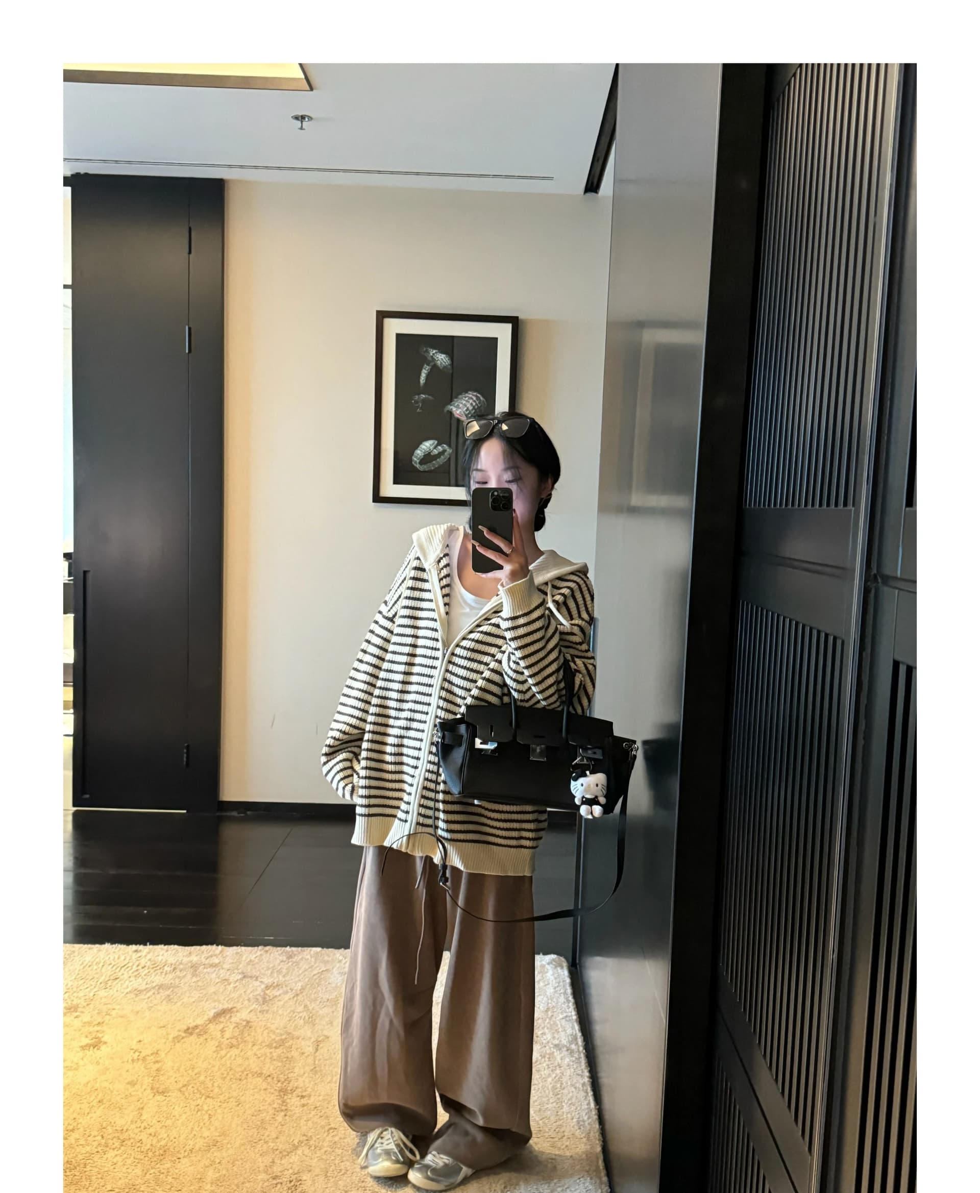 2026 가을 새로운 학원 스타일 배색 스트라이프 후드 스웨터 여성 코트 루즈핏 지퍼 니트 오픈 가디건 zz 상세 이미지 16