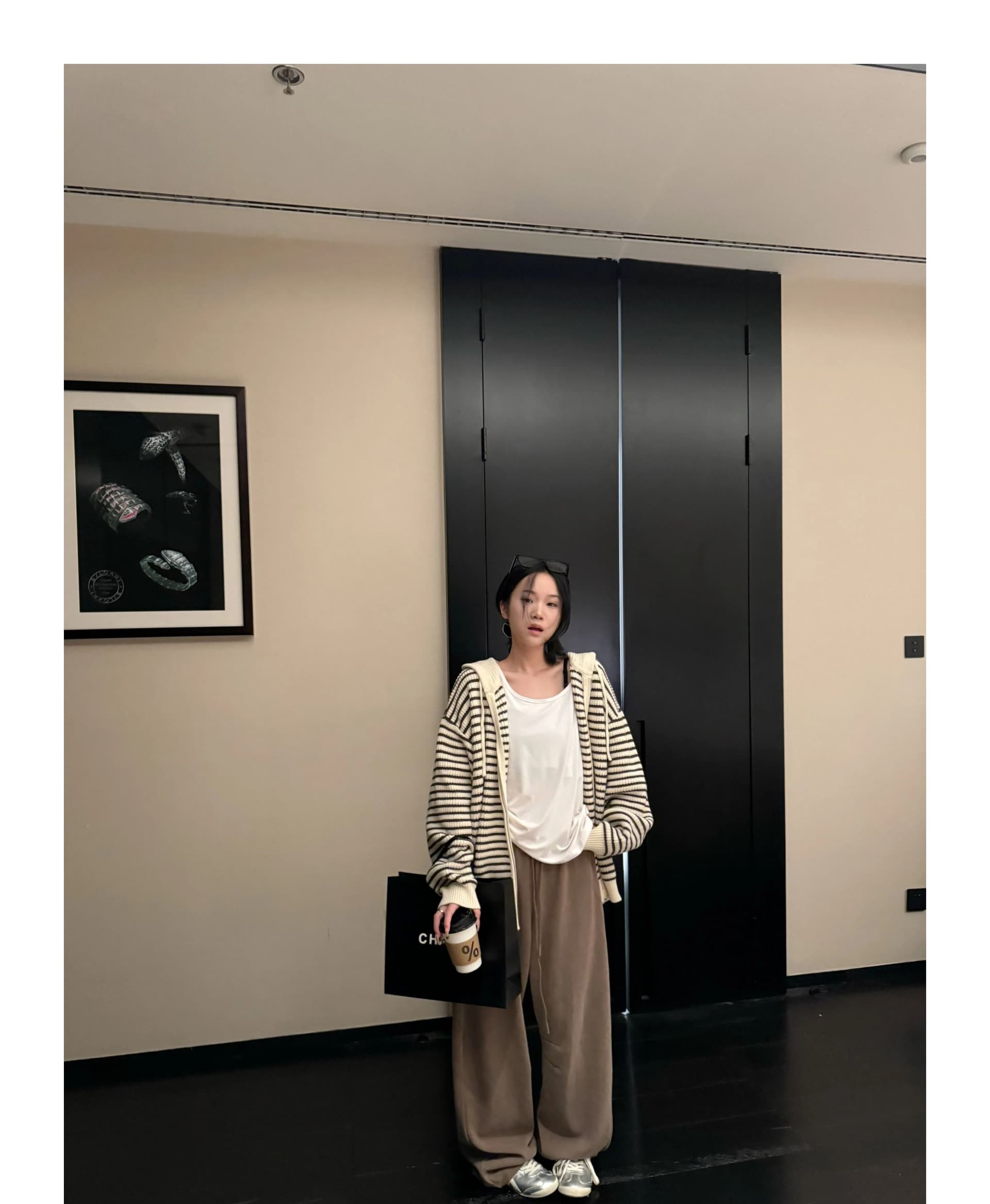 2026 가을 새로운 학원 스타일 배색 스트라이프 후드 스웨터 여성 코트 루즈핏 지퍼 니트 오픈 가디건 zz 상세 이미지 21