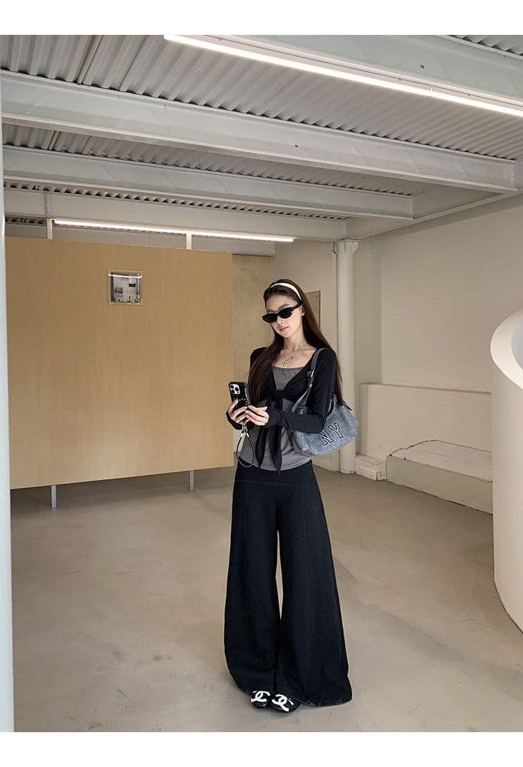 봄 여름 새로운 사람들 면 긴팔 티셔츠 여성 페이크 레이어드 몸매 가꾸기 한 부서 아름다운 그레이트 보기 맨위 상세 이미지 16