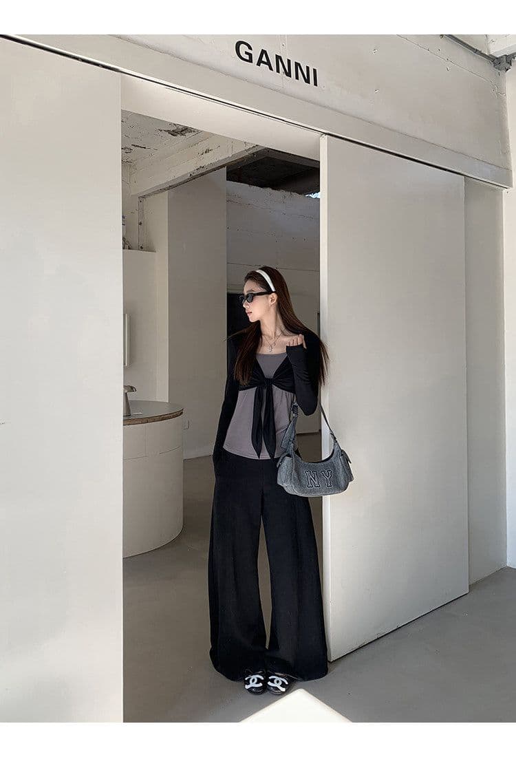 봄 여름 새로운 사람들 면 긴팔 티셔츠 여성 페이크 레이어드 몸매 가꾸기 한 부서 아름다운 그레이트 보기 맨위 상세 이미지 17