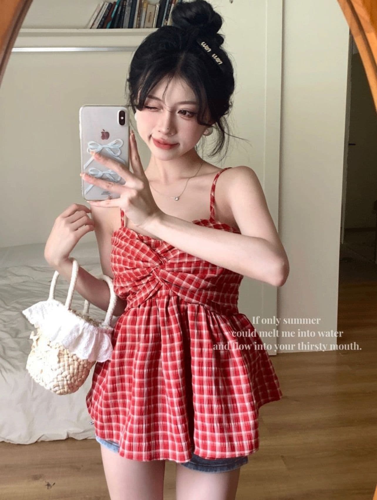 여름 새로운 달콤한 핫걸 허리 수축 민소매 작은 셔츠 어깨끈 조정 명중 가져 가라. 조끼 여성 순수한 욕망 바람 슬립 맨위