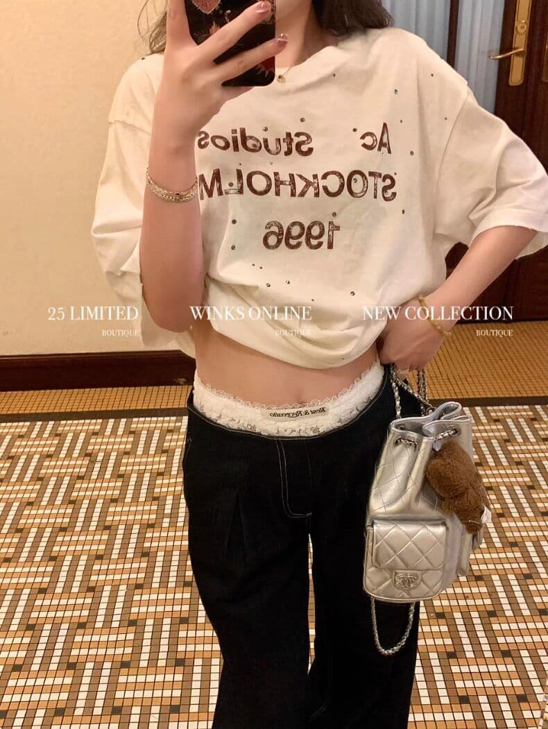 모방 면 당겨 프레임 한 부서 느긋한 바람 화이트 긴팔 티셔츠 여성 핫픽스 알파벳 프린트 루즈핏 자외선 차단 맨위 상세 이미지 6