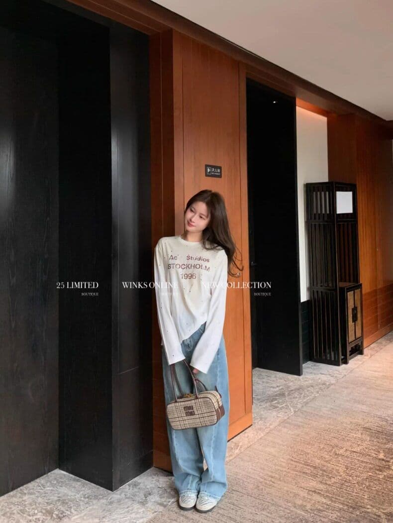 모방 면 당겨 프레임 한 부서 느긋한 바람 화이트 긴팔 티셔츠 여성 핫픽스 알파벳 프린트 루즈핏 자외선 차단 맨위 상세 이미지 30